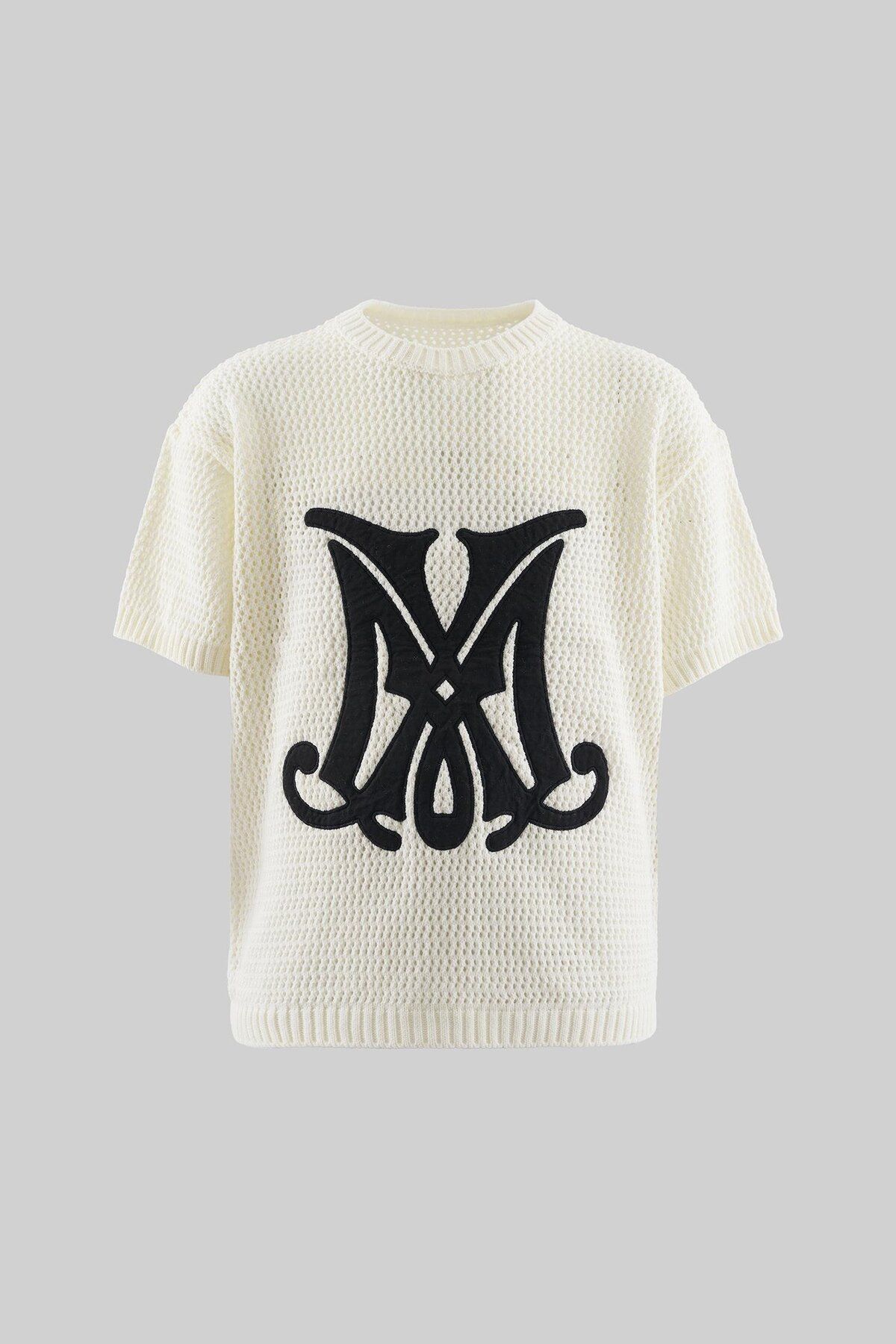 Machinist Mchnst Knıt M Letter Applıque Tee Ecru