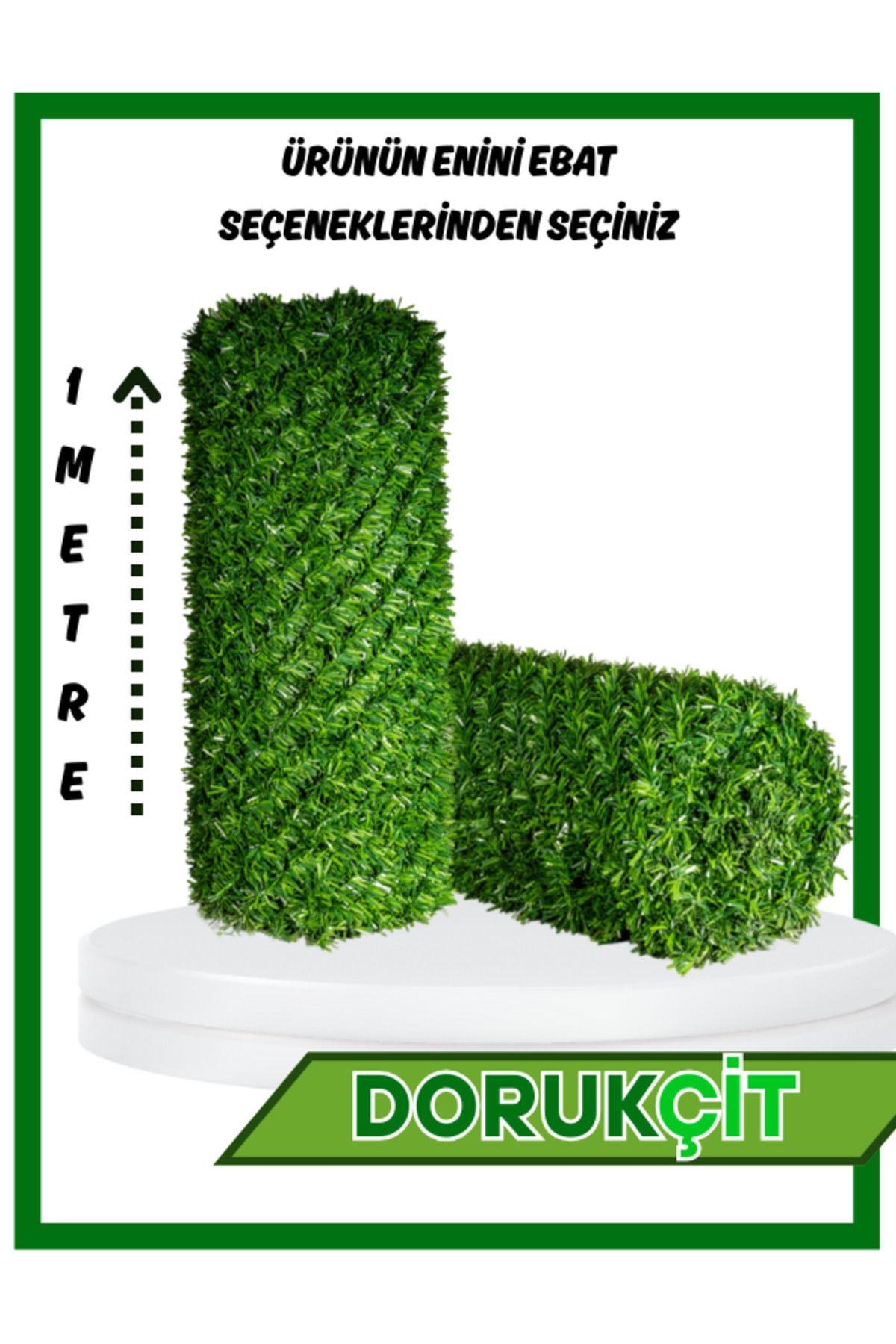 Doruk Dekoratif Çim Çit Rulo 1 Metre x 1 Metre – Yapay Çim Çit Panel Bahçe Balkon Çiti