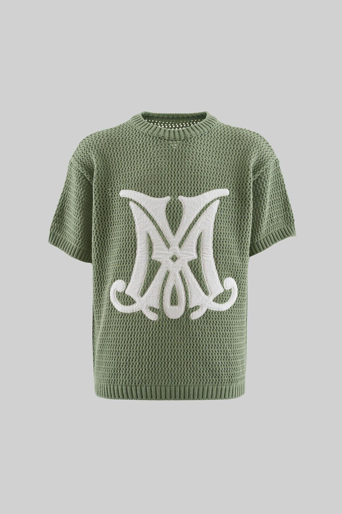 Machinist Mchnst Knıt M Letter Applıque Tee Su Yeşili