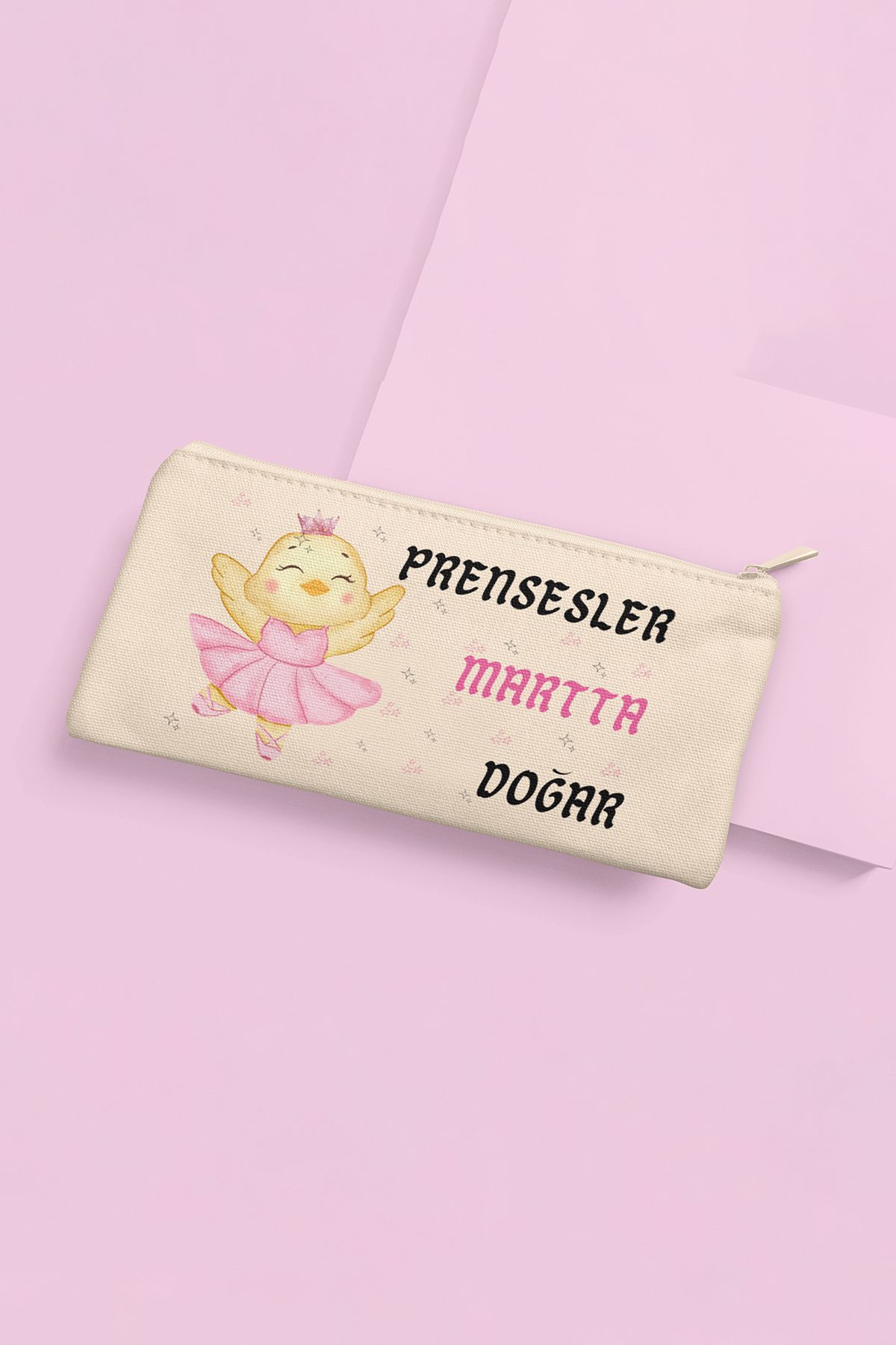 qoeuyl boutique Prensesler Bu Ayda Doğar Baskılı Doğum Günü Hediyelik Bez Makyaj Çantası Kalemlik Cüzdan