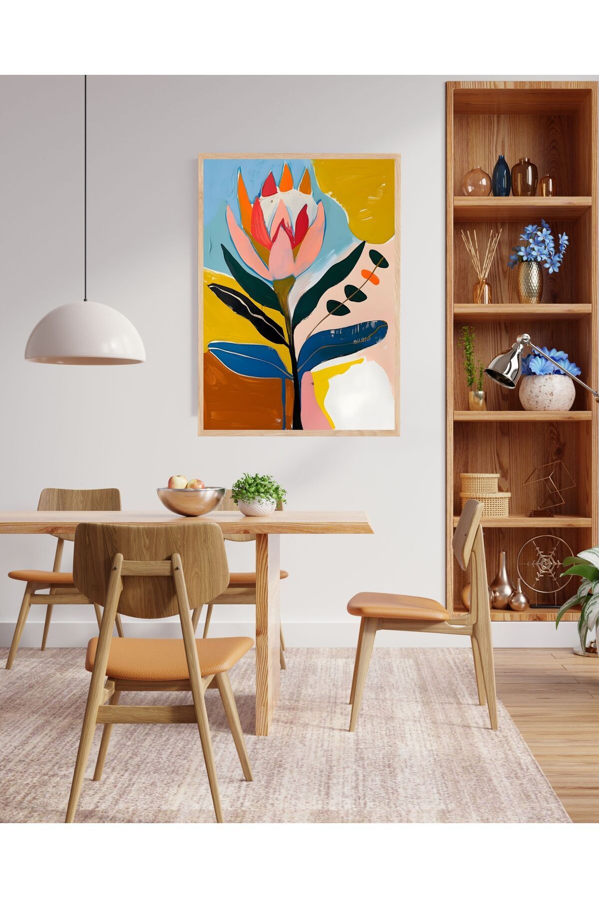 AlpiLeo Flower Ahşap Tablo | Modern Minimalist Bohem Tablo | Ev Ofis Çeyizlik Duvar Dekoru