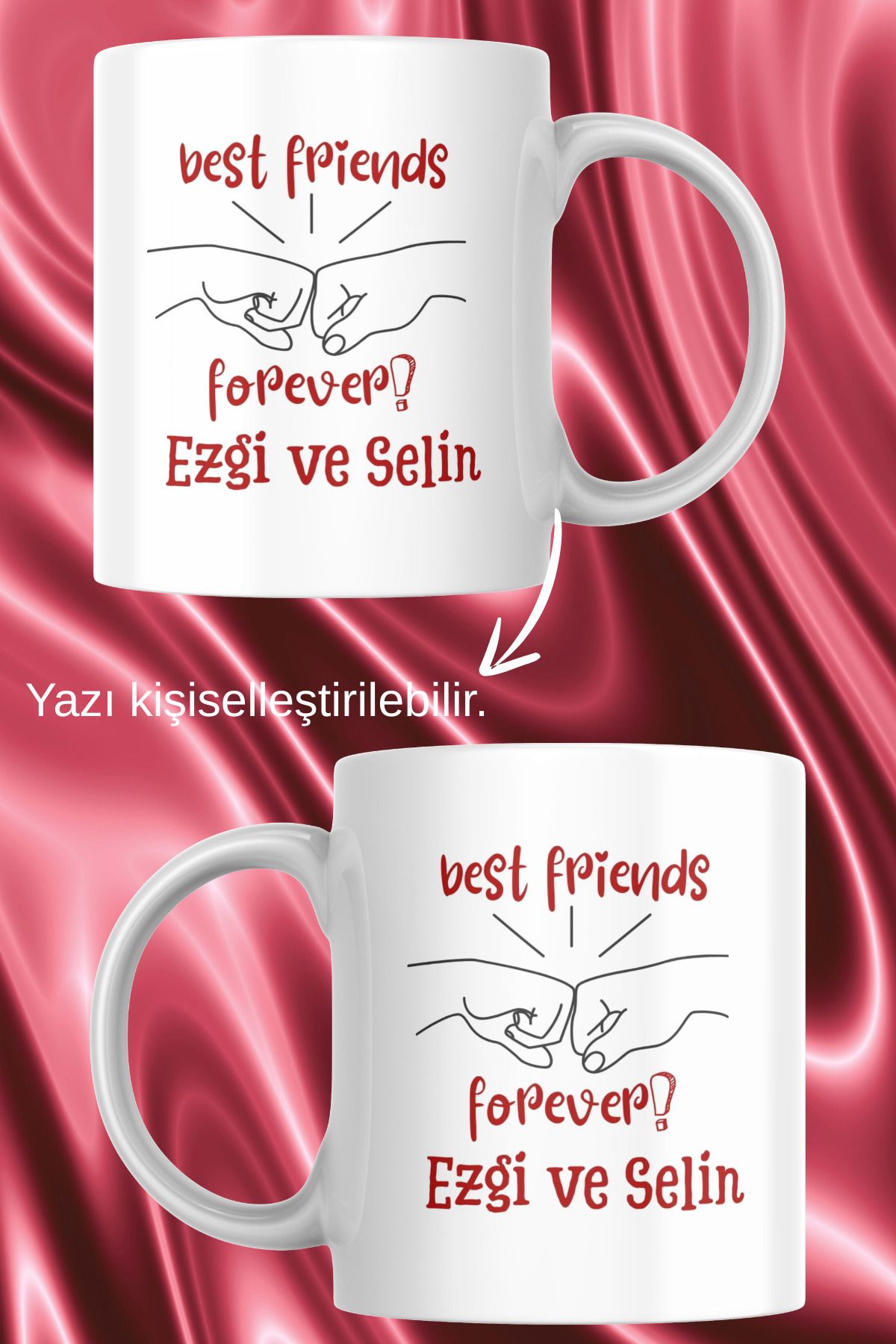 zerhome Best Friends Kişiye Özel Beyaz Porselen Kupa Bardak