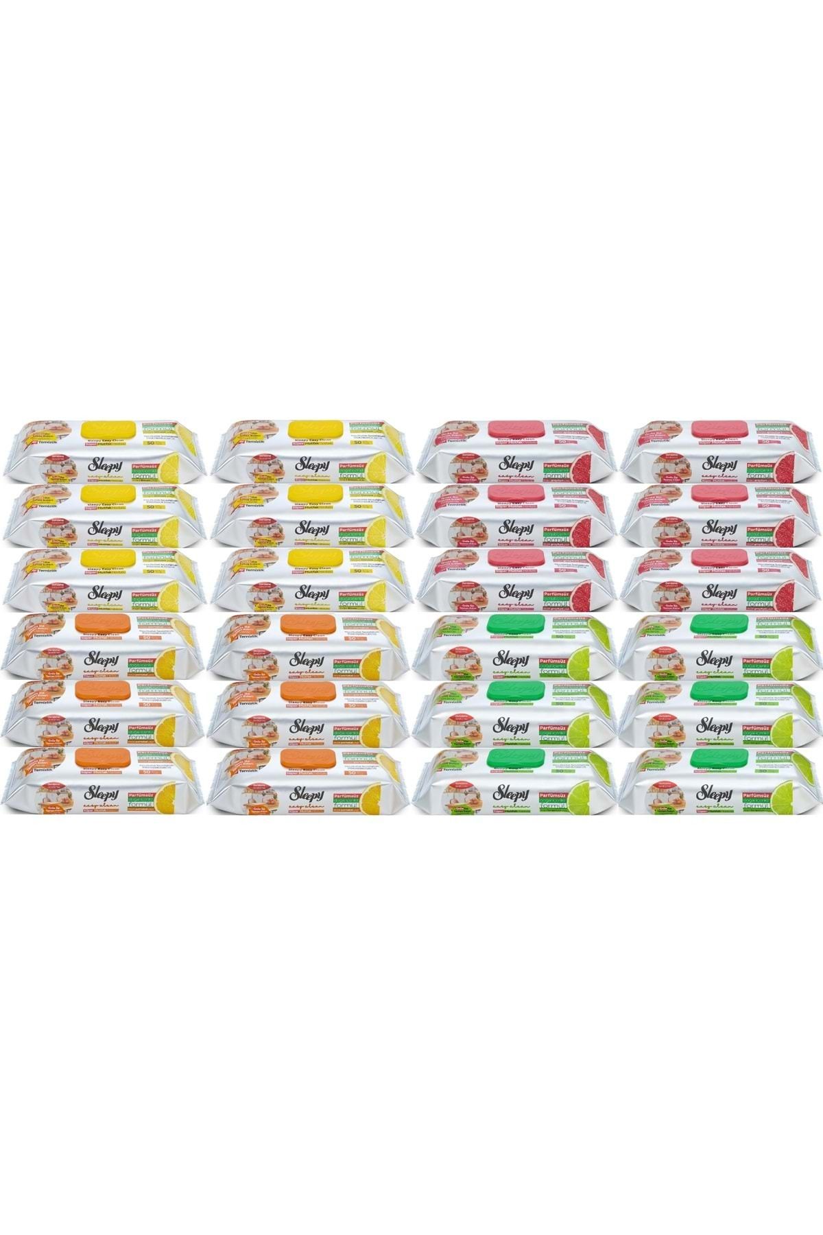 Sleepy Easy Clean Yüzey Temizlik Mutfak Havlusu - Mendili 50 Yaprak Karma (24 Lü Set)