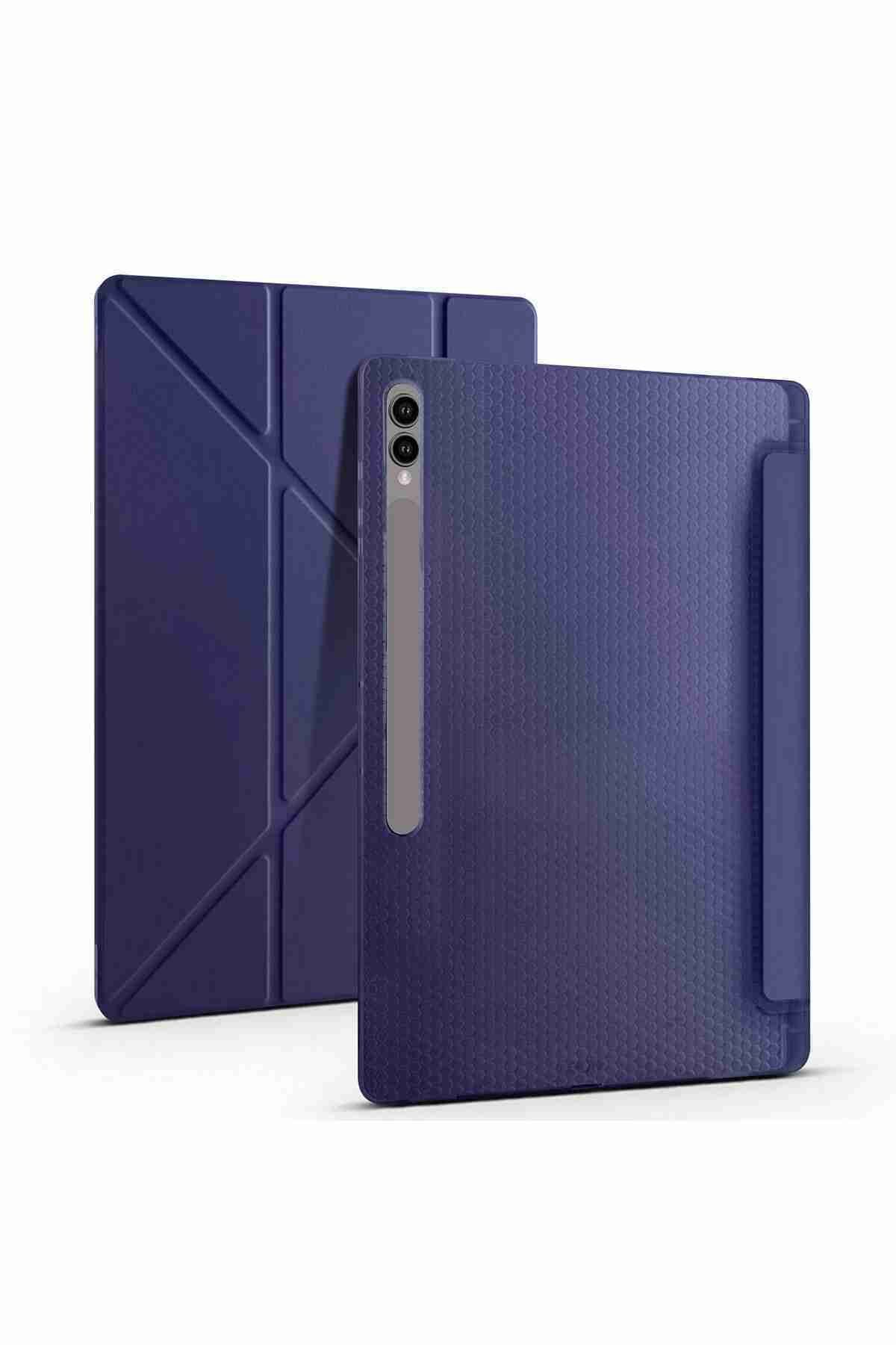 Fuchsia Galaxy Tab S10 Ultra Uyumlu 14.6 inç Standlı Kalem Bölmeli Tri Folding Tablet Kılıfı