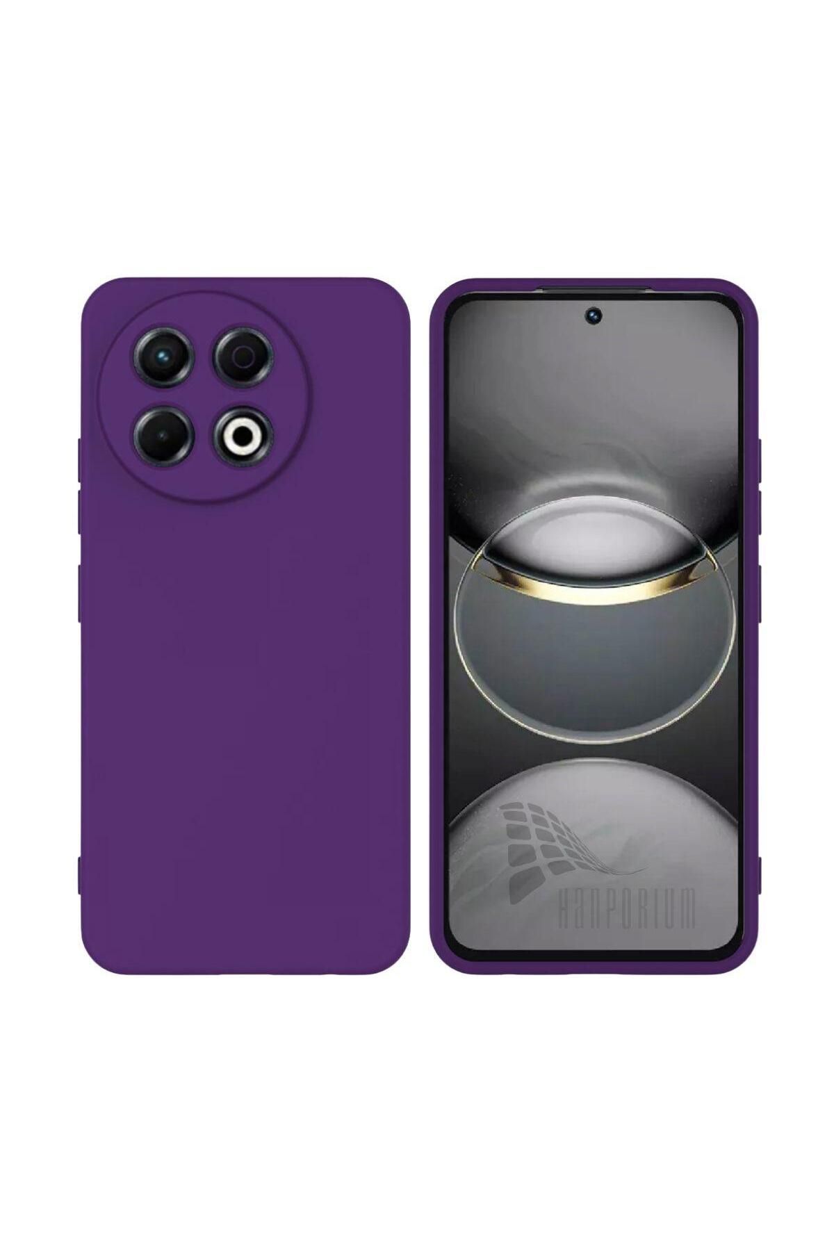 HANPORIUM Tecno Spark 30 Pro Uyumlu Silikon Kılıf - Kamera Korumalı Esnek Pastel Renk Kapak - Mor