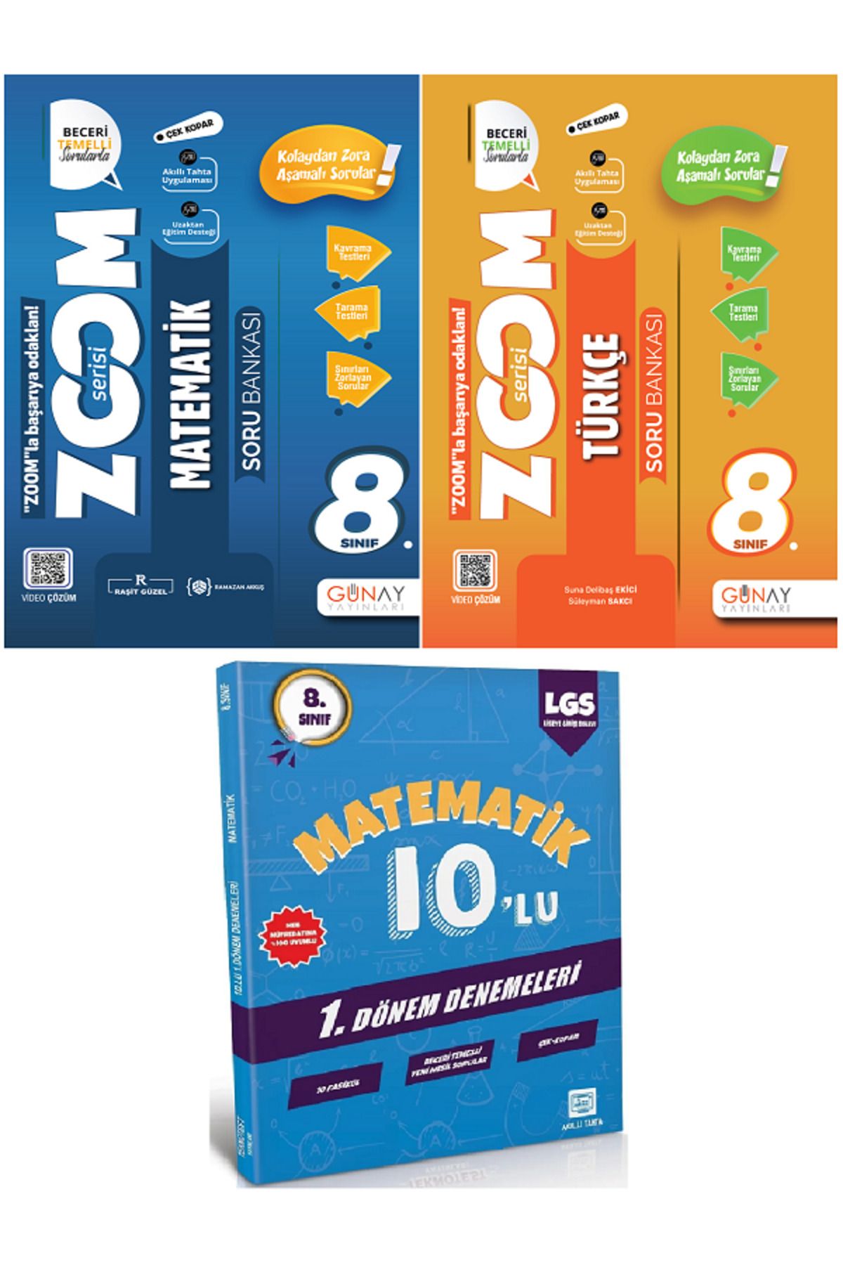 Efsane Yayınları 8.Sınıf Günay Zoom Matematik + Türkçe Soru Bankası + 10'Lu Matematik Deneme HEDİYE - 3 KİTAP