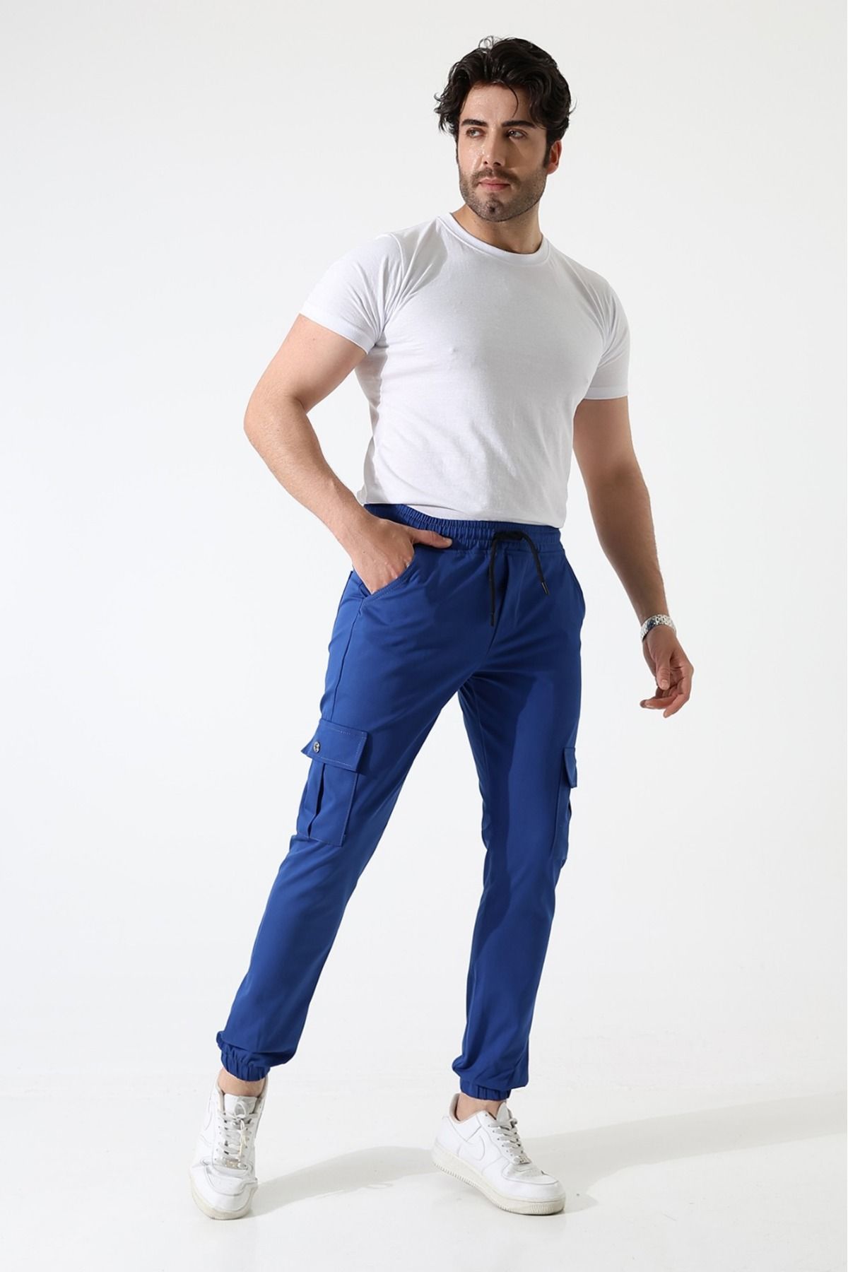 MODA SAKS MAVİSİ KARGO CEP GABARDİN KUMAŞ PANTOLON