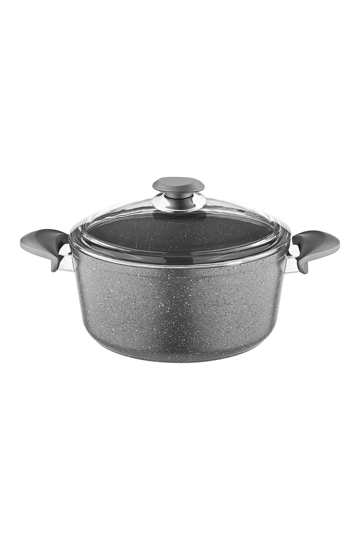 OMS PASLANMAZ Oms 3110 - 2 Parça - Biogranit - 34x13,5 Cm 11,0 Litre - Derin Tencere, Gri Gövde, Gri Detay