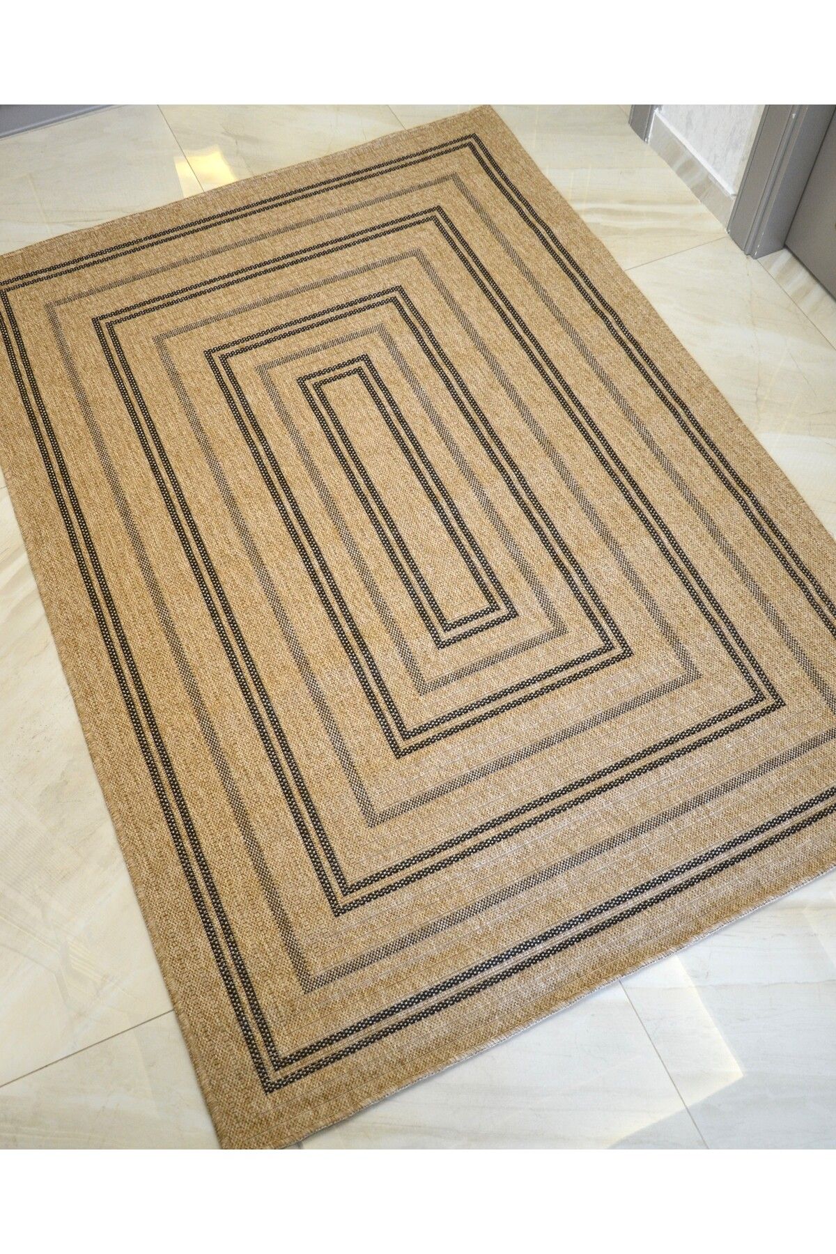 Home Dikdörtgen Desenli Geometrik Bohem Stil Jüt 160x230 Oturma Odası & Mutfak & Balkon Halısı