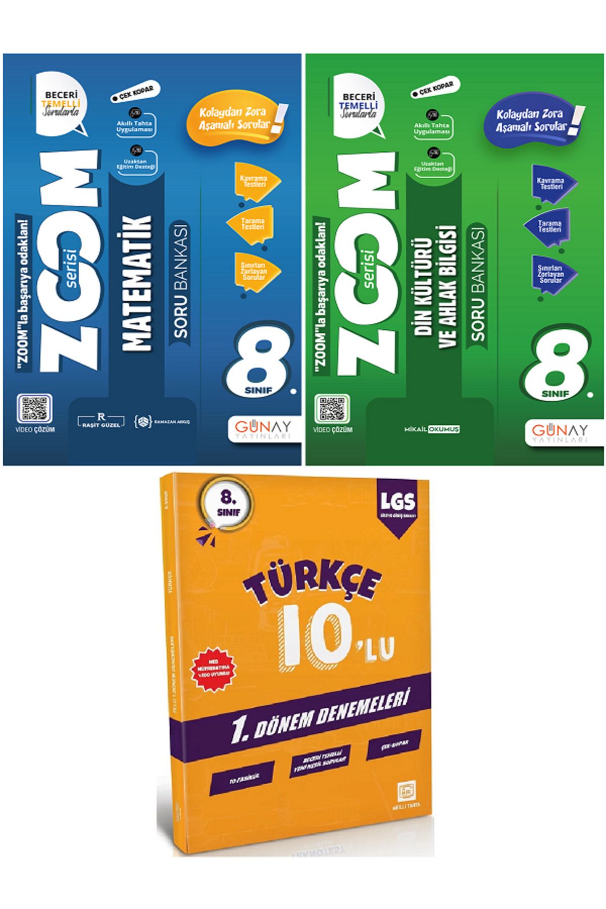 Efsane Yayınları 8.Sınıf Günay Zoom Matematik + Din Kültürü Soru Bankası + 10'Lu TÜRKÇE Deneme HEDİYE - 3 KİTAP