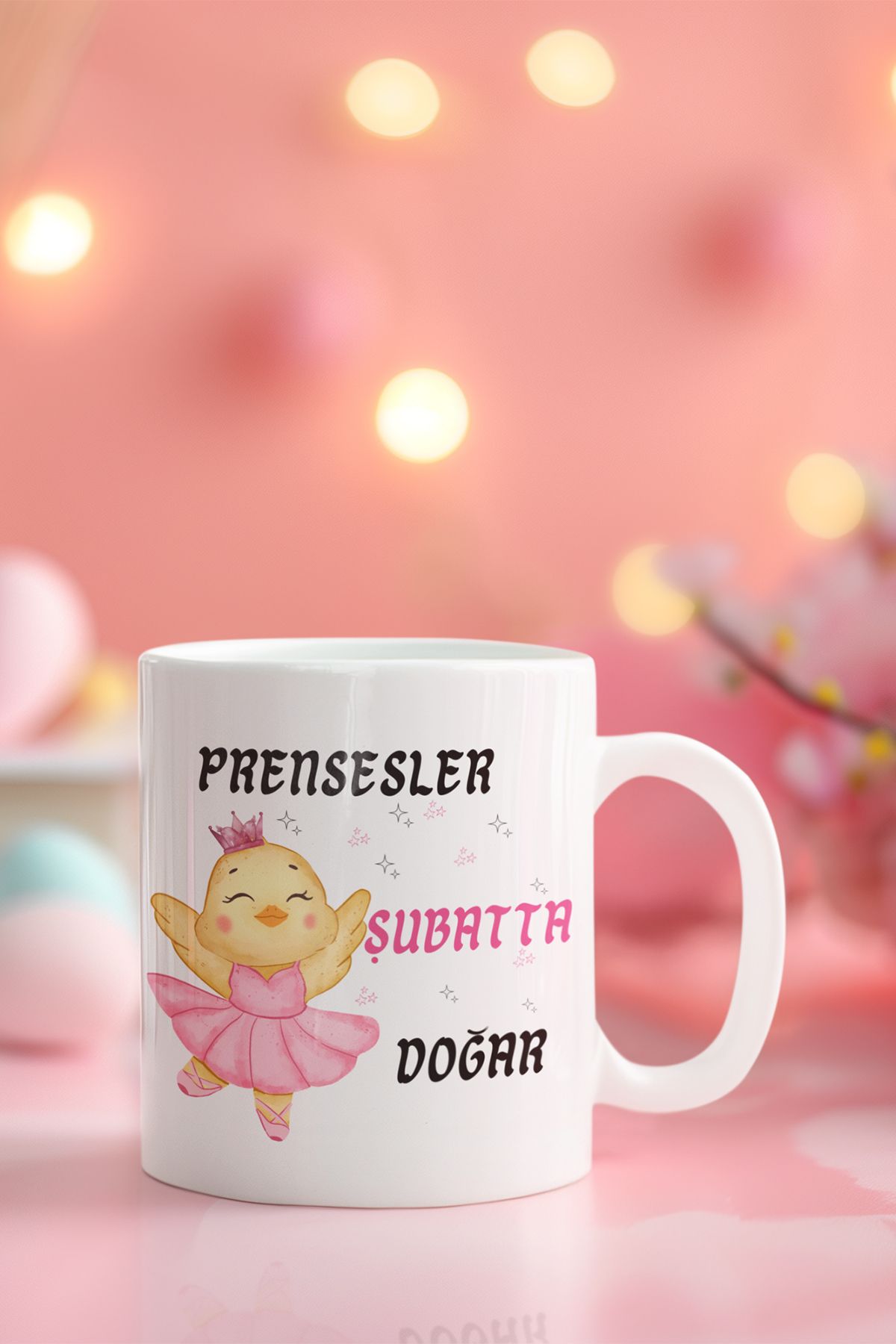 qoeuyl boutique Prensesler Bu Ayda Doğar Baskılı Doğum Günü Özel Gün Arkadaş, Sevgiliye Hediyelik Beyaz Kupa Bardak