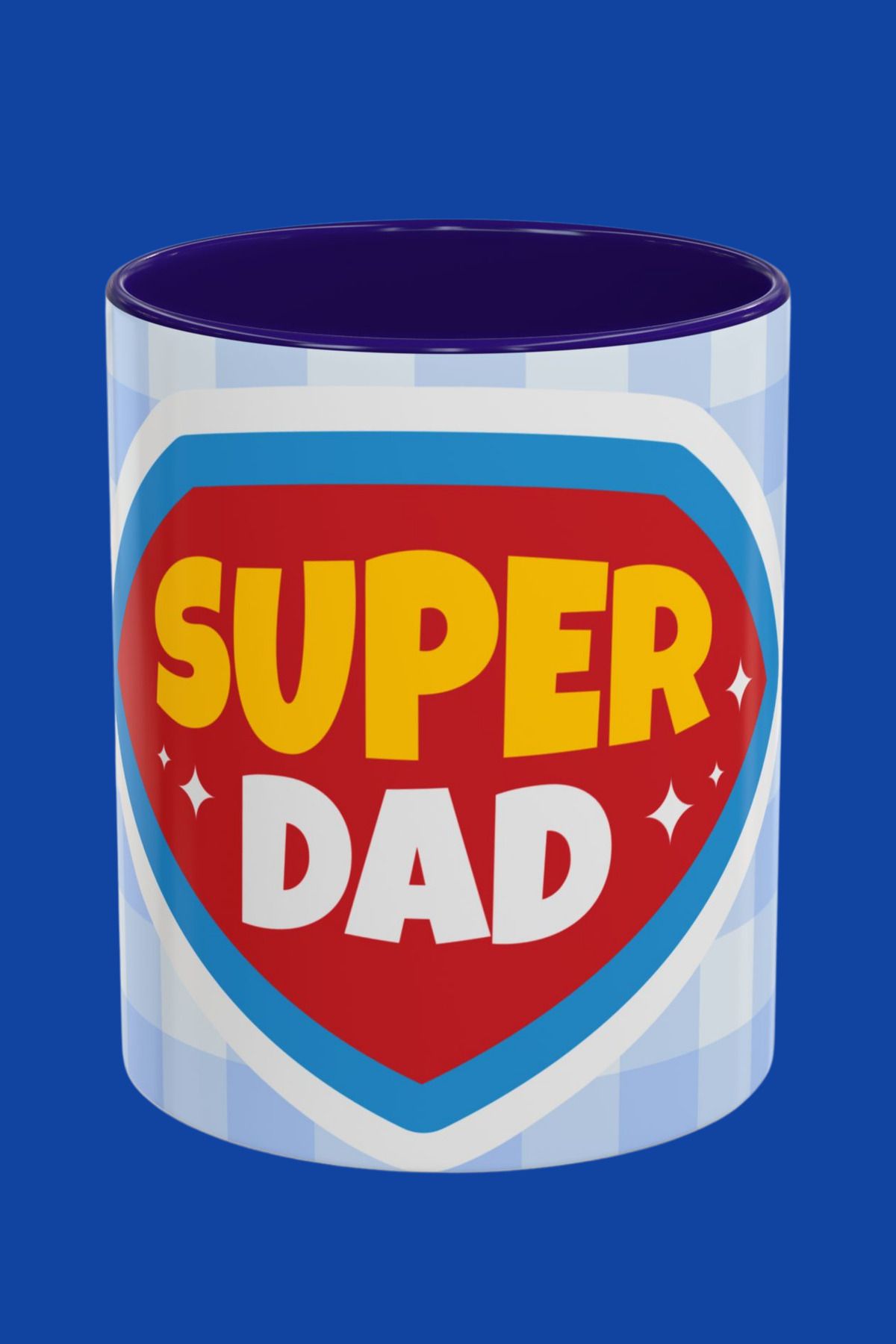 Midas Design Super Dad Temalı Tasarım Lacivert Porselen Kupa Babalar İçin Hediye