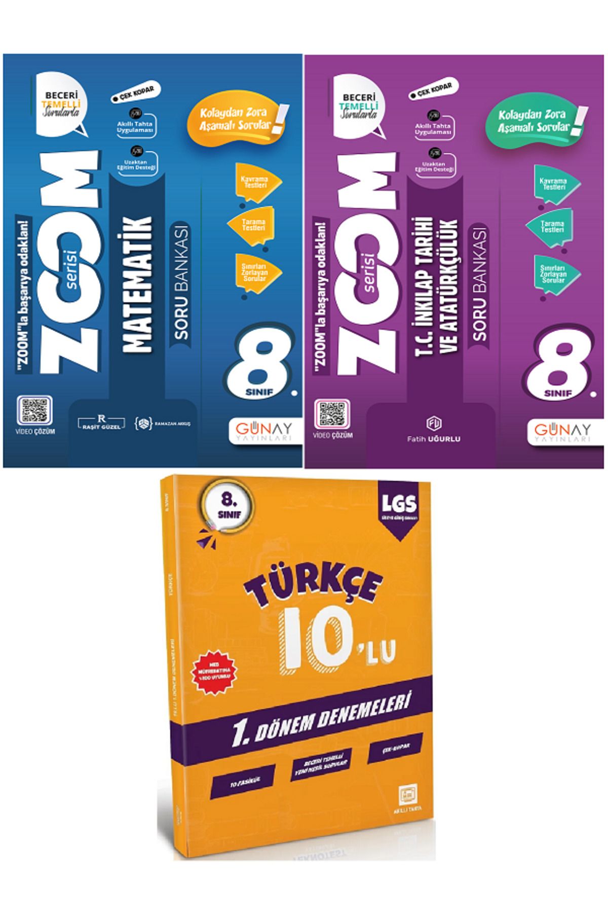 Efsane Yayınları 8.Sınıf Günay Zoom Matematik + İnkılap Tarihi Soru Bankası + 10'Lu TÜRKÇE Deneme HEDİYE - 3 KİTAP