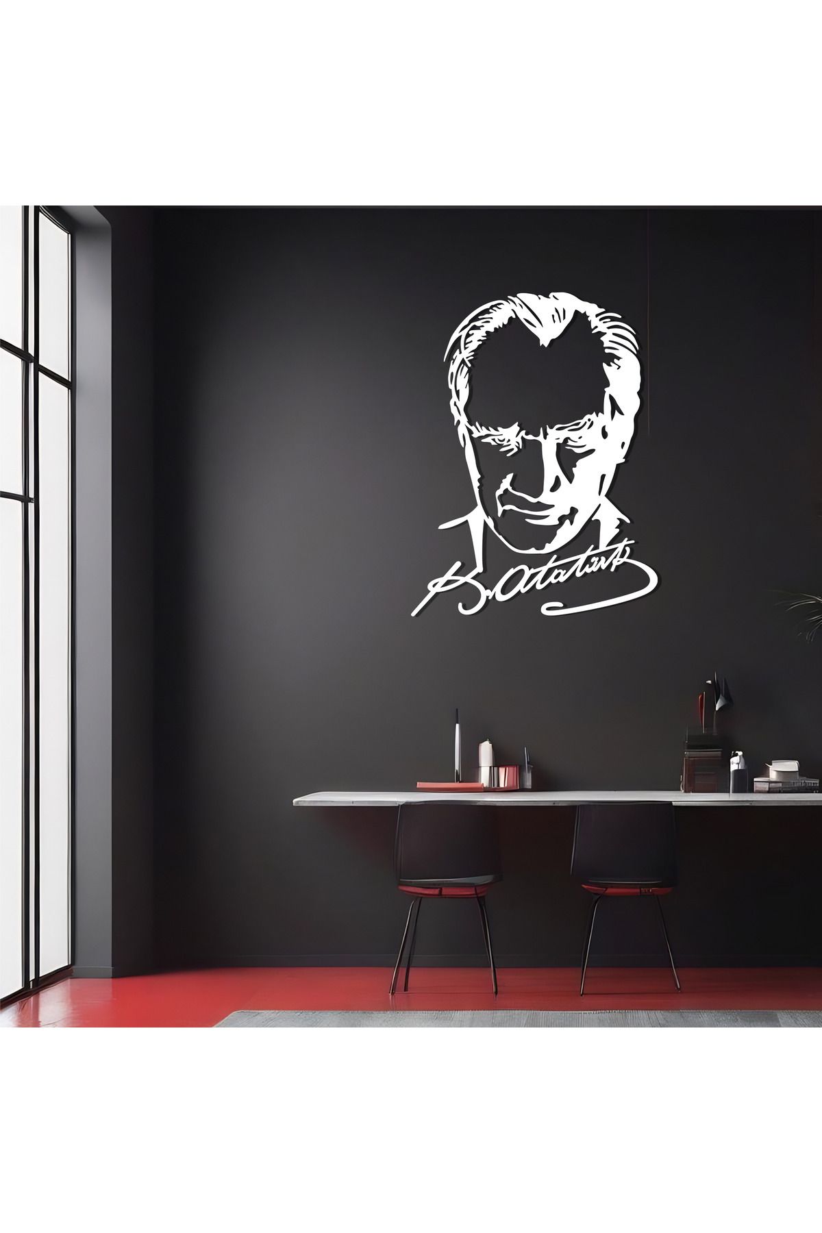 DECOVIENO Atatürk Portresi Metal Duvar Dekoru, Atatürk İmzalı Metal Tablo, Ev & Ofis Duvar Dekoru