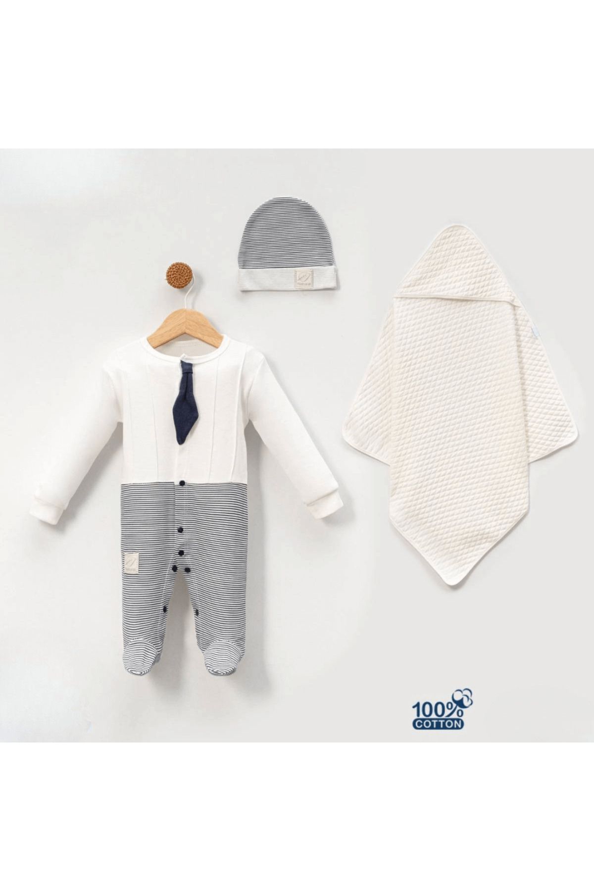 Evokids Kravatlı Tulumlu 3lü Yenidoğan Hastane Çıkışı Seti