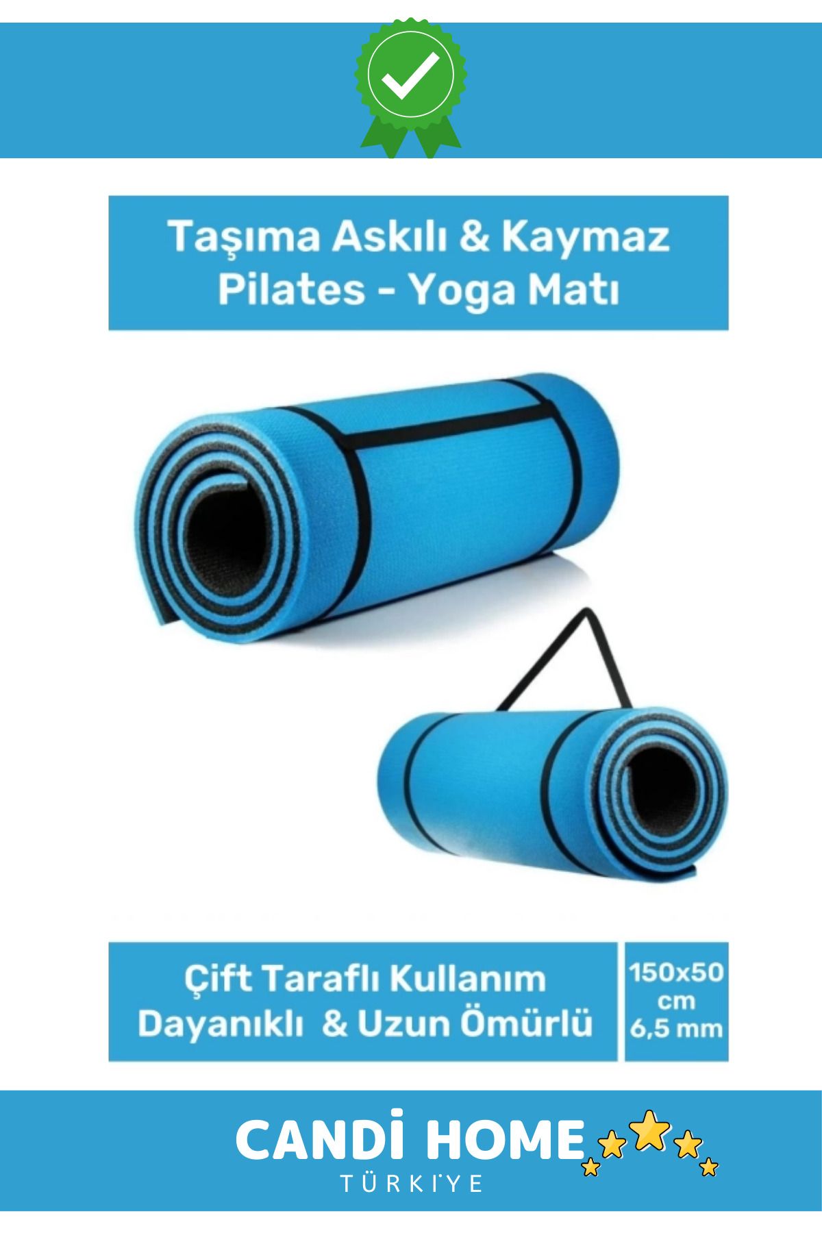 HOBİ CONDİ Premium Özel Seri Çift Taraflı Kaymaz Silinebilir Antibakteriyel Yoga Meditasyon Minderi 6,5mm Mat