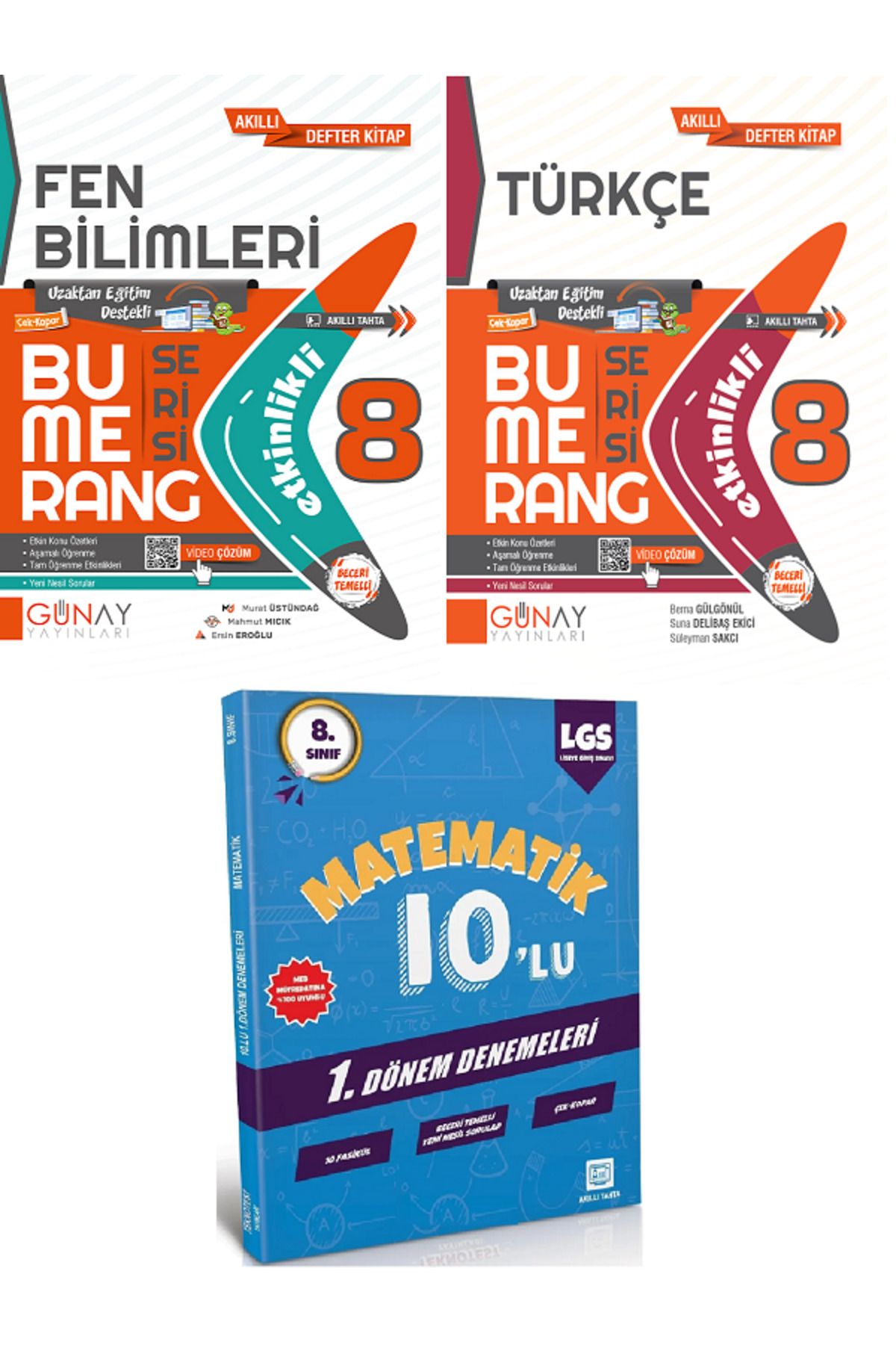 Efsane Yayınları 8.Sınıf Günay Etkinlikli Fen Bilimleri + Türkçe Bumerang Serisi + 10'Lu Matematik Deneme HEDİYE