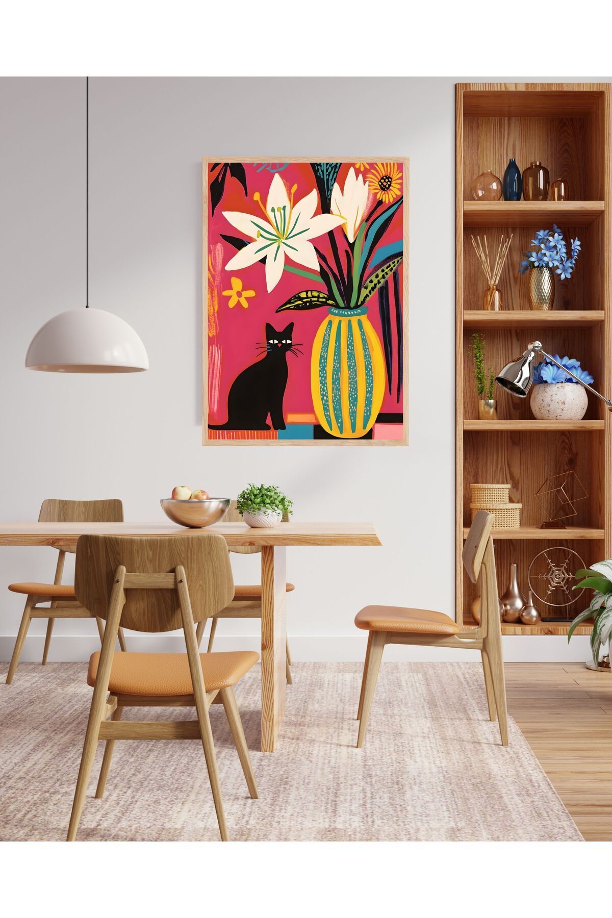 AlpiLeo Modern Minimalist Bohem Tablo | Kedi Ahşap Tablo | Ev Ofis Çeyizlik Duvar Dekoru