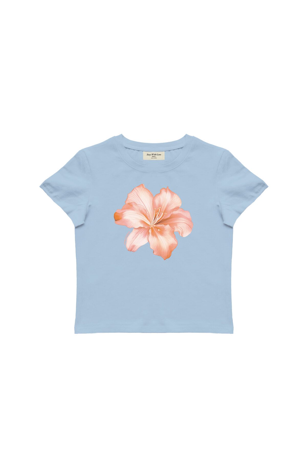 lethestudios Fluer d'Hibiscus Baskılı, Çiçek Desenli Baby Tee Crop Top