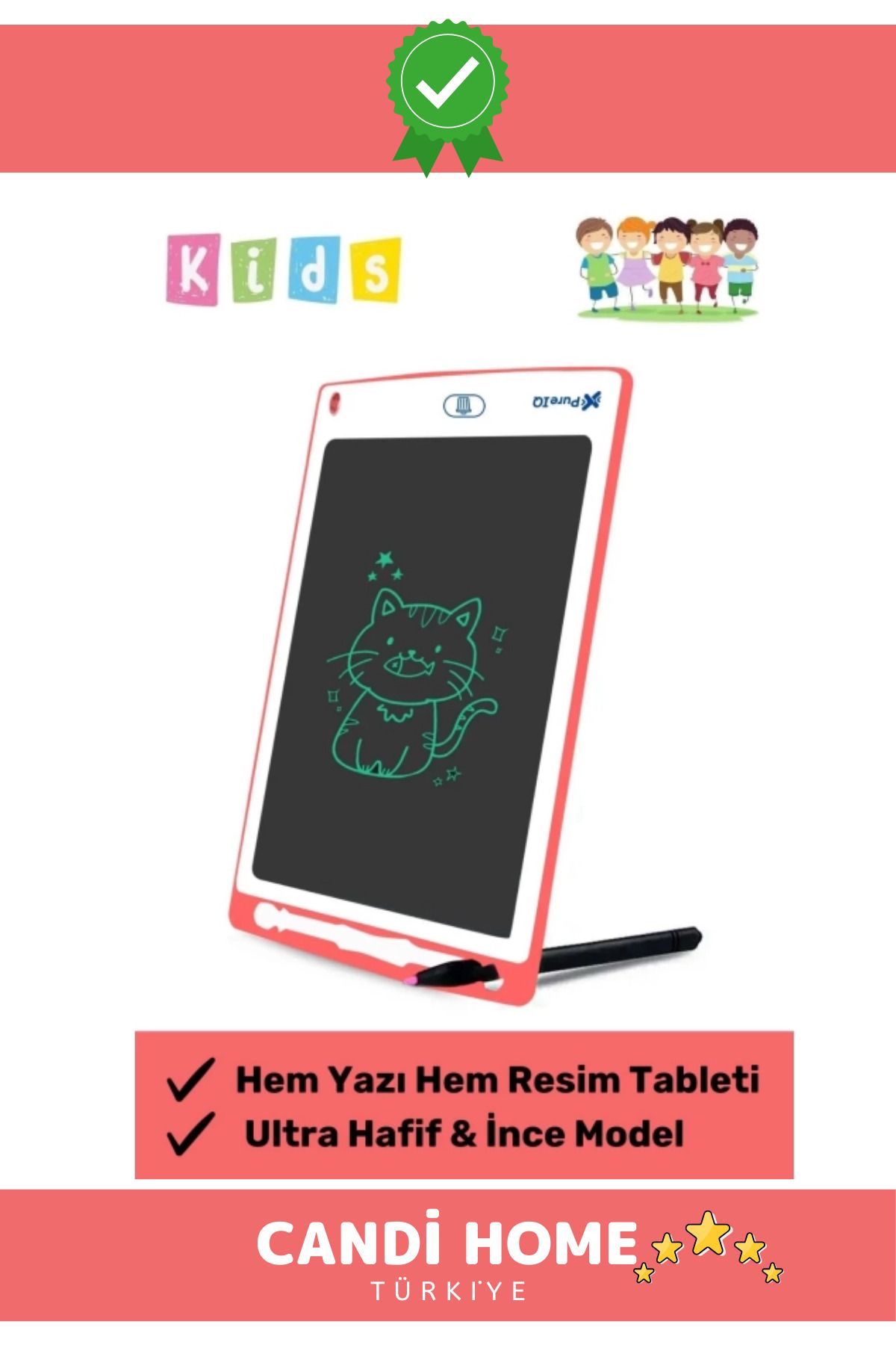 HOBİ CONDİ New Premium Lcd Ekran Kalemli Dijital Çizim Tableti Yazı Tahtası Boyama Resim Akıllı Tablet 8,5 Inç