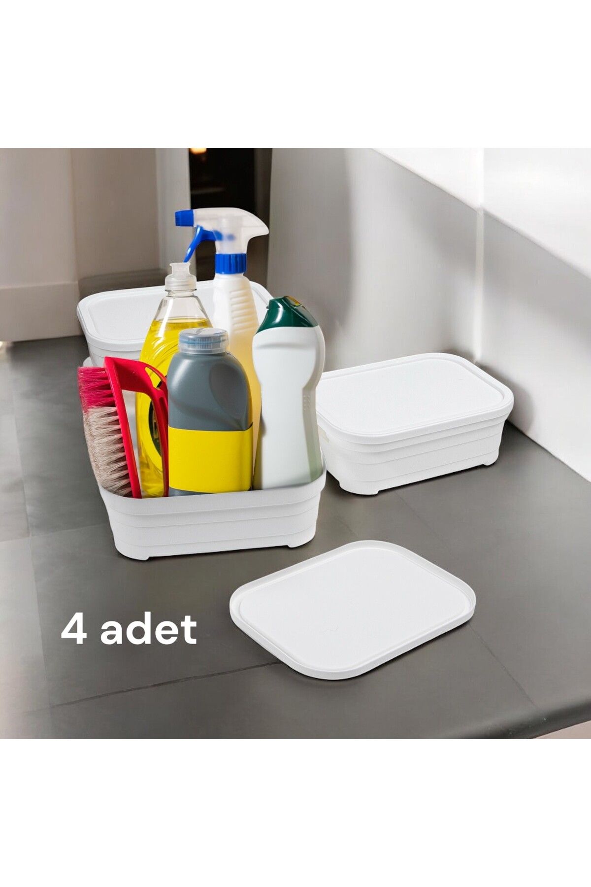 Nesto Home 4'lü Set Çok Amaçlı Renkli Kutu Kapaklı Ofis Organizeri 4x2,8 litre