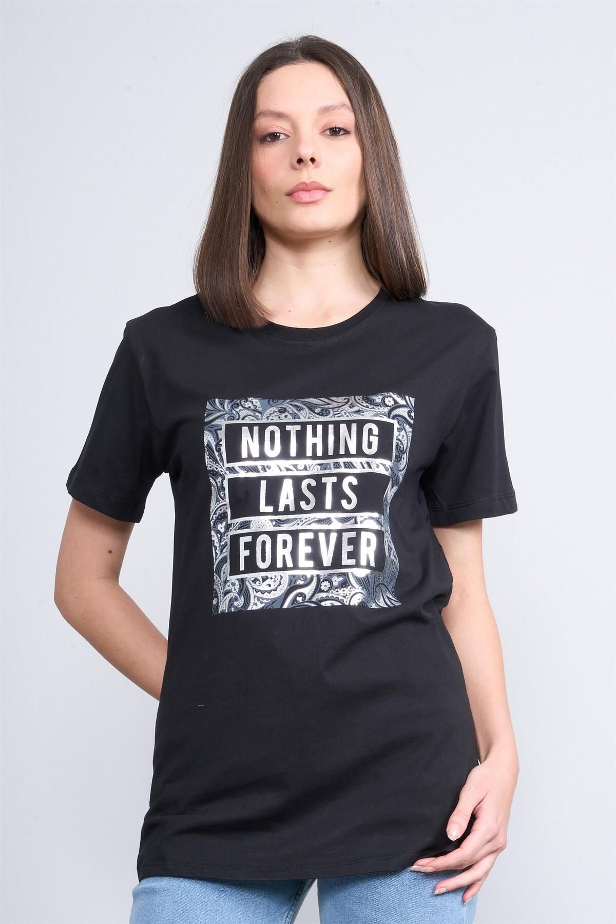 FİTHİT Çetinkaya Fithit 8321 Bisiklet Yaka 30/1 Penye Süprem Regular T-shirt Siyah