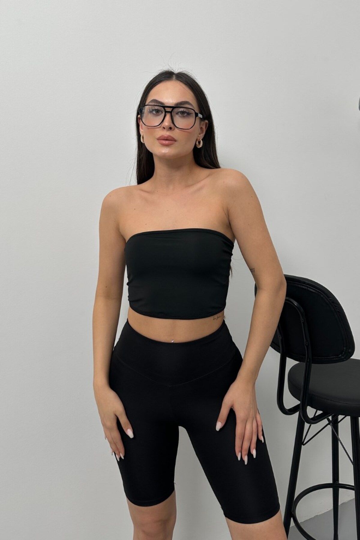 msm fashion Kadın Crop Top Straplez Basic Sırtı Kopçalı Büstiyer