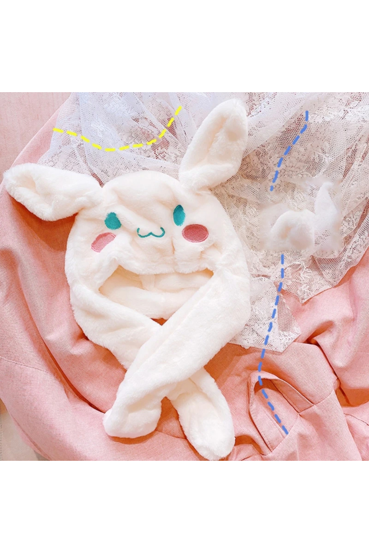 MJ TOYS Sanrio Kuromi Cinnamoroll My Melody Şapka Kulakları Hareket Eden Şapka Işıklı Modlu Peluş Bere Şapka fotoğrafı 2 (önizleme)
