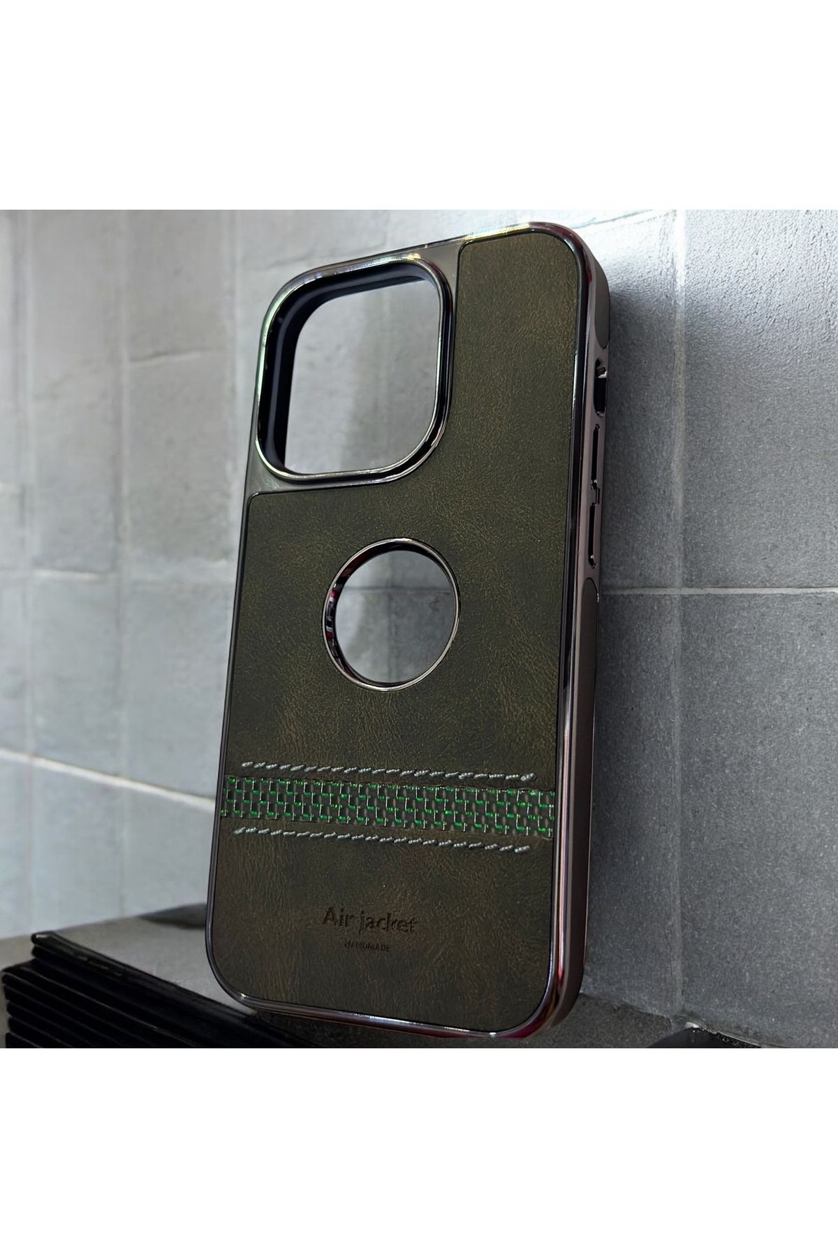 shop İPhone 14 Pro Deri Air Jacket İçi Kadife Telefon Kılıfı