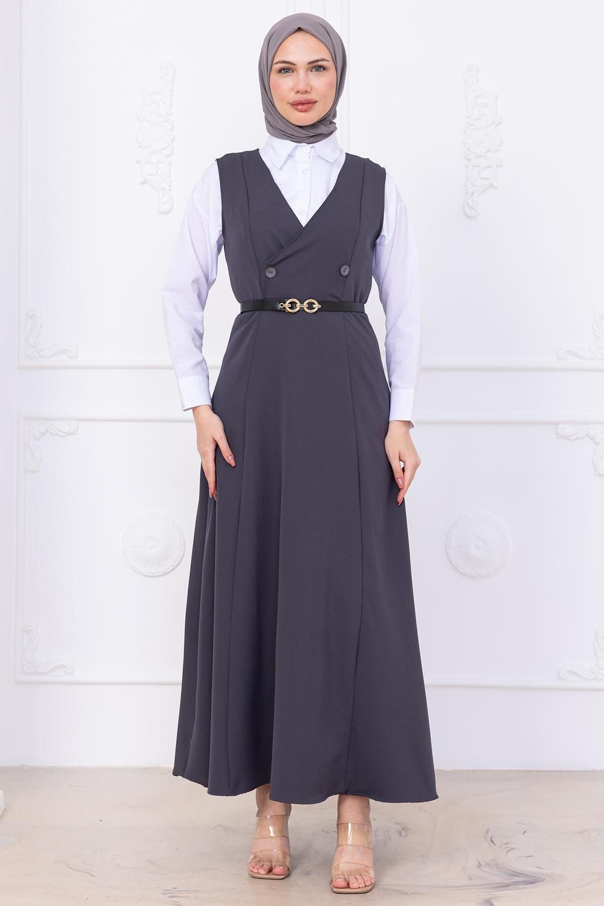 hafsamina Kemerli Düğmeli Jile Füme HM2741