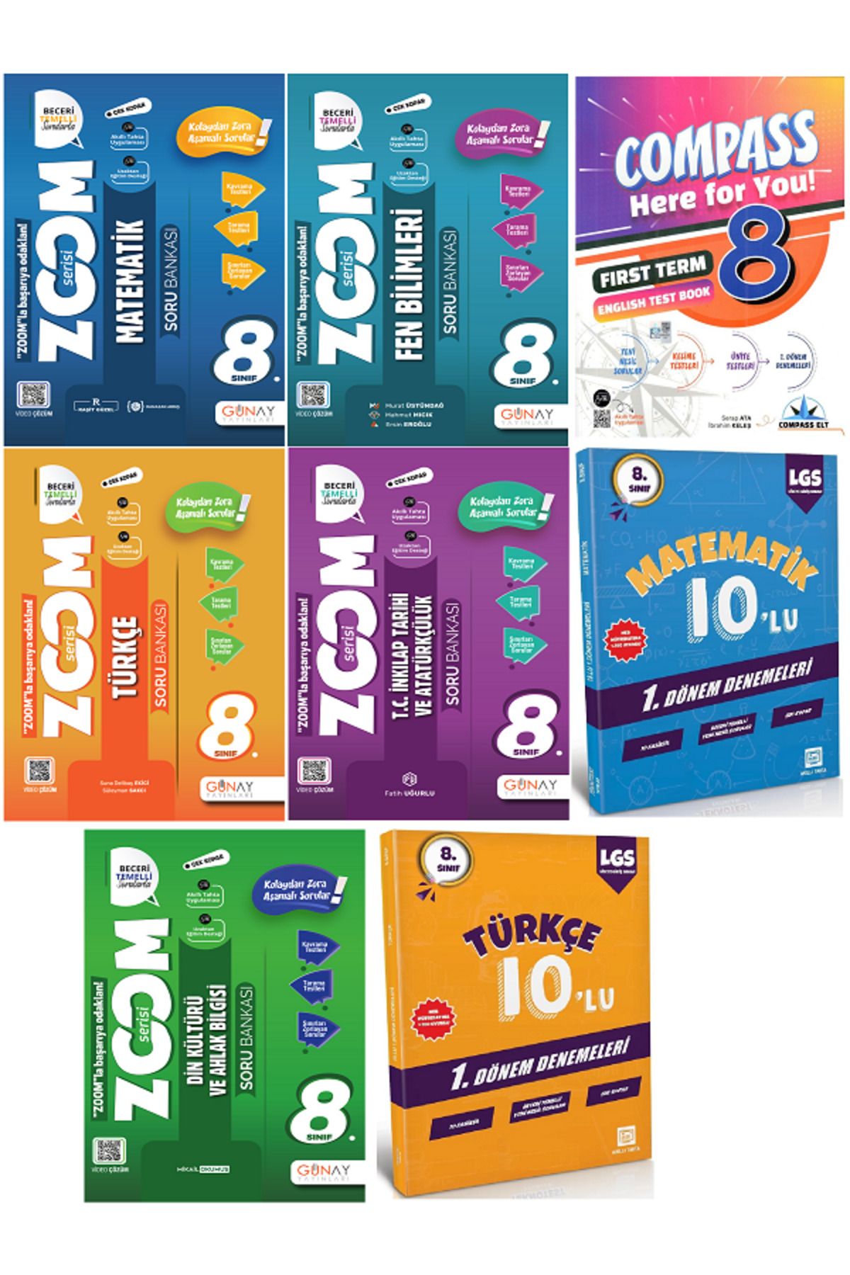 Efsane Yayınları 8.Sınıf Günay Zoom Soru Bankaları + Matematik Türkçe İngilizce Denemeler HEDİYE - Toplam 8 KİTAP