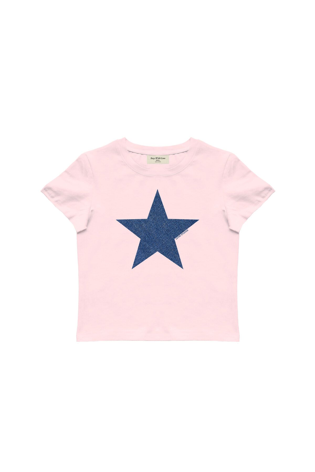 lethestudios Denim Star Baskılı Baby Tee Crop Top