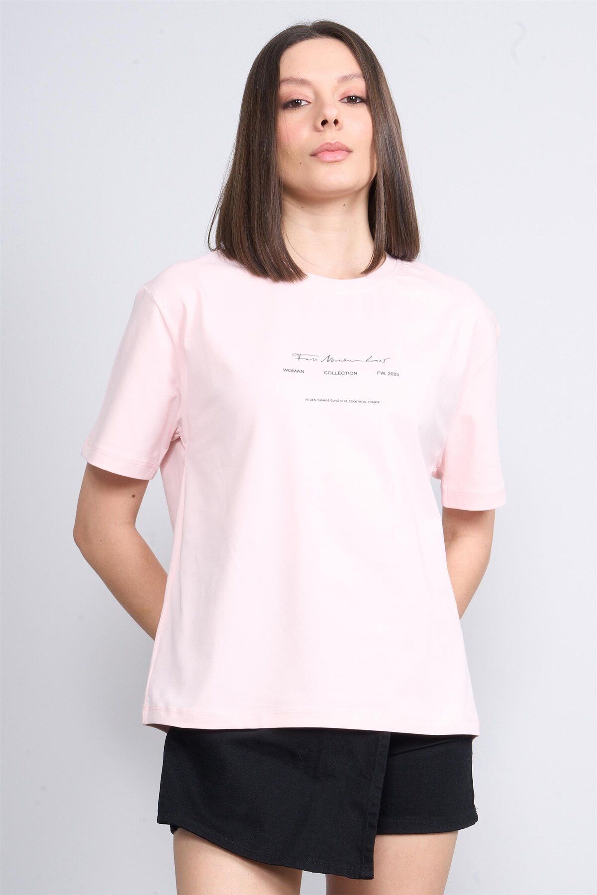 Helly Mb-5832 Pembe Kadın Yazılı T-Shırt