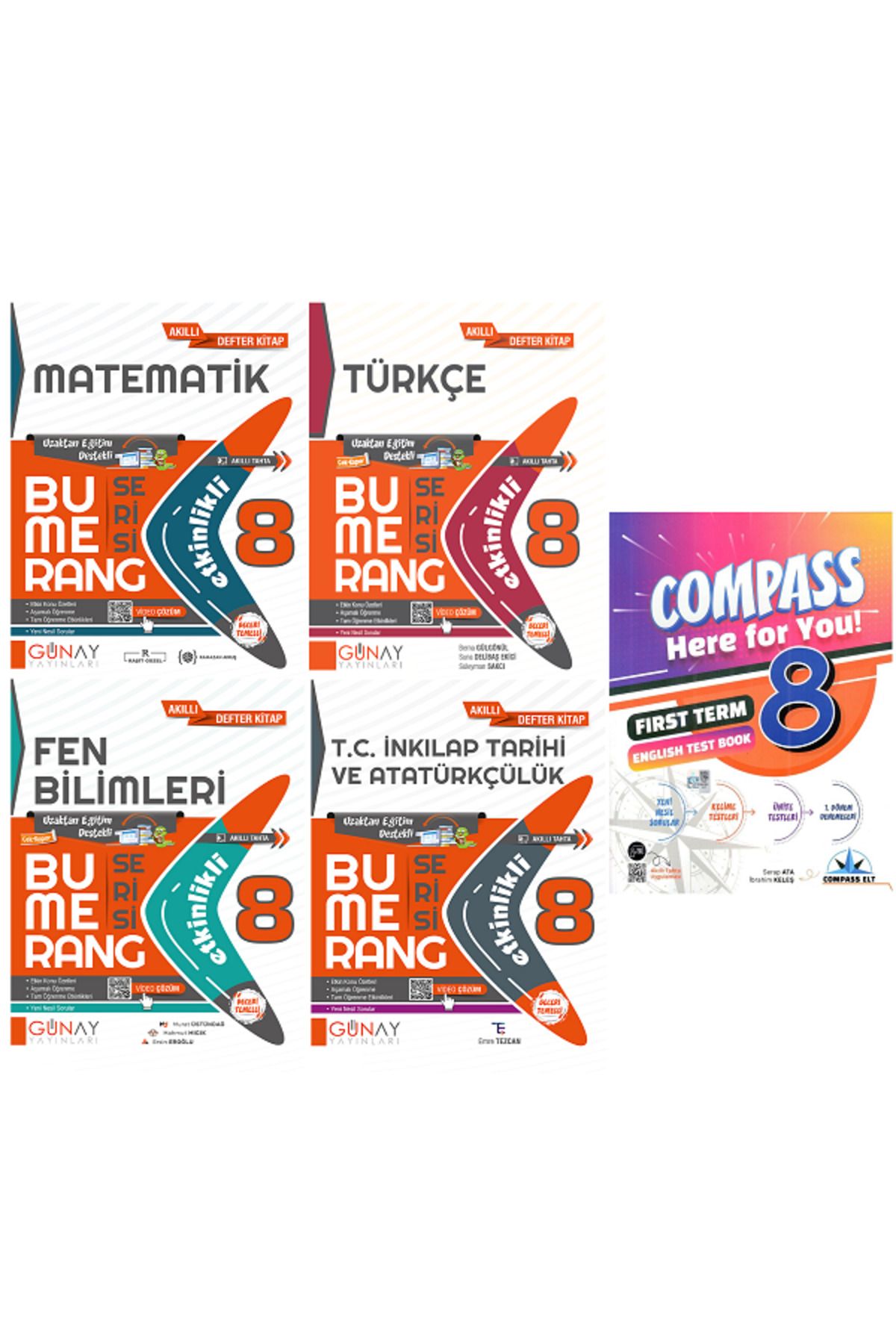 Efsane Yayınları 8.Sınıf Günay Etkinlikli Matematik + Fen + İnkılap Bumerang Serisi + İngilizce Soru HEDİYE - 5 KİTAP