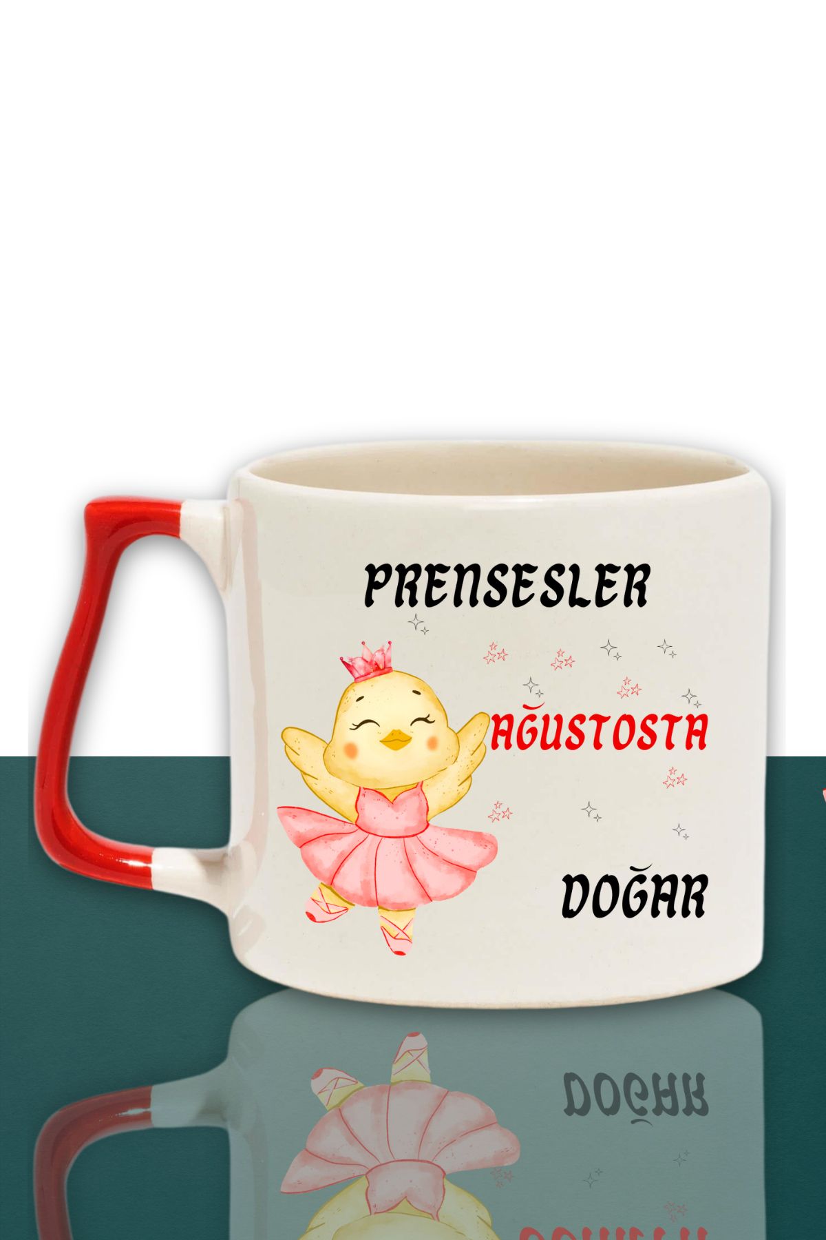 qoeuyl boutique Prensesler Bu Ayda Doğar Baskılı Arkadaş, Sevgiliye Doğum Günü Hediyelik Kırmızı Kulplu Kupa Bardak