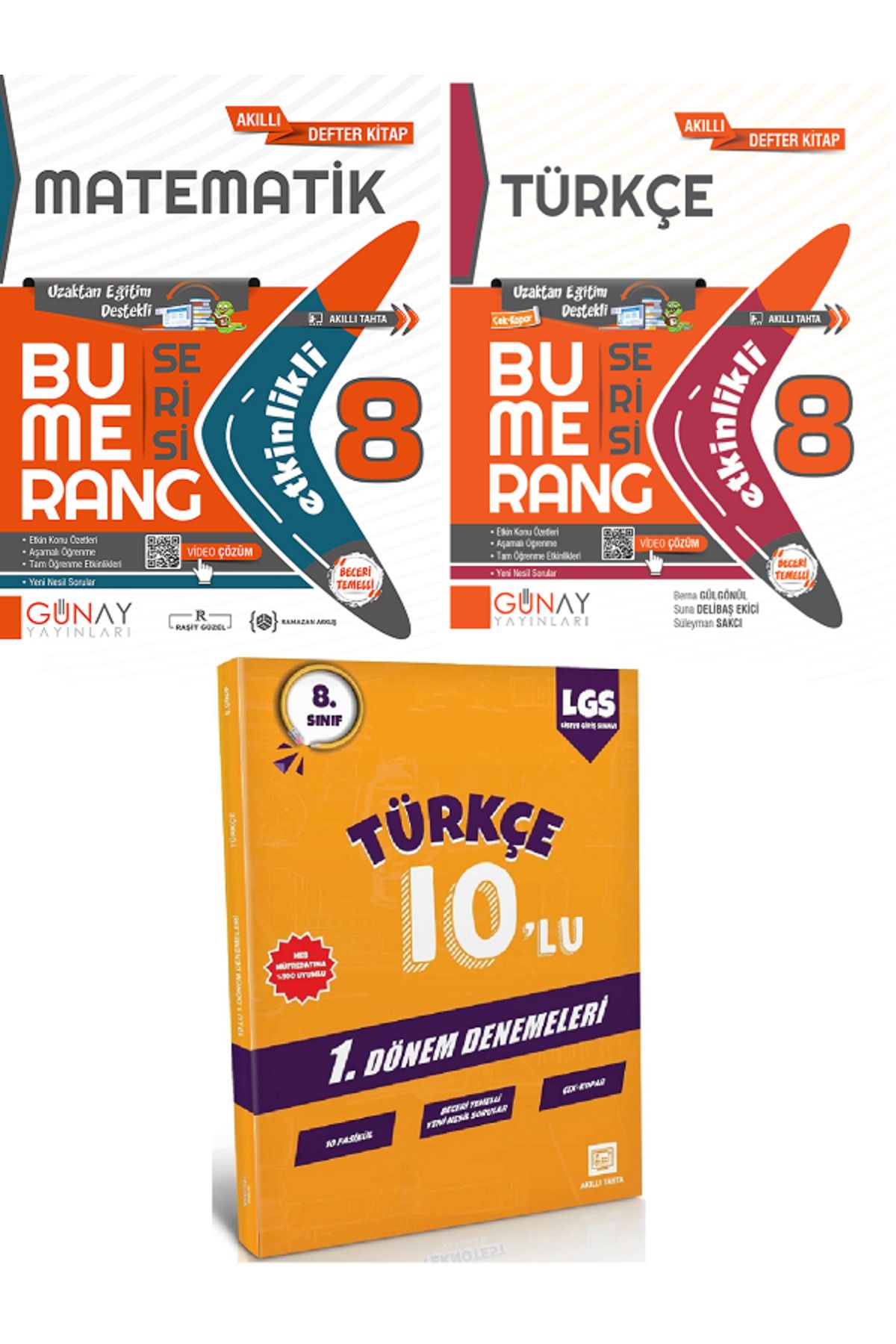 Efsane Yayınları 8.Sınıf Günay Etkinlikli Matematik + Türkçe Bumerang Serisi + İngilizce Test Book HEDİYE - 3 KİTAP