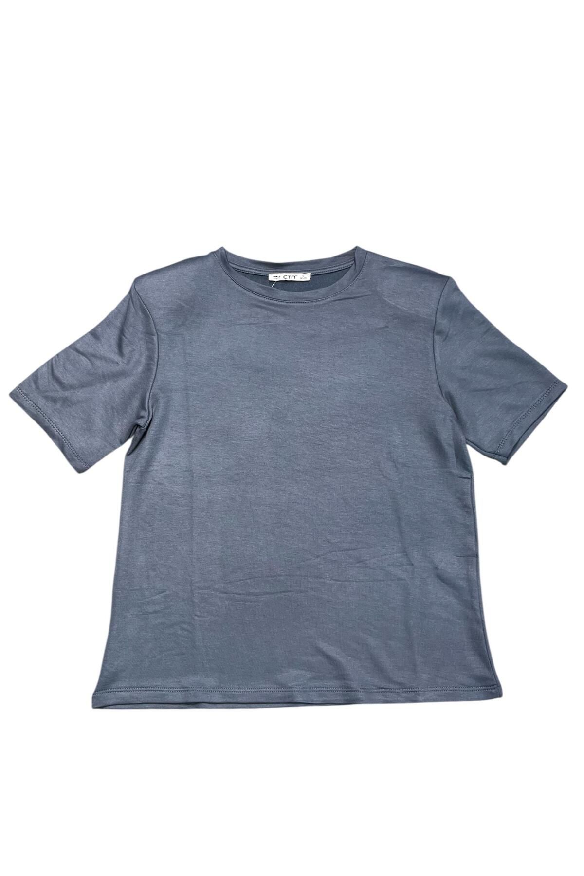 Ctn Kadın Şık Bisiklet Yaka Modal T-Shirt
