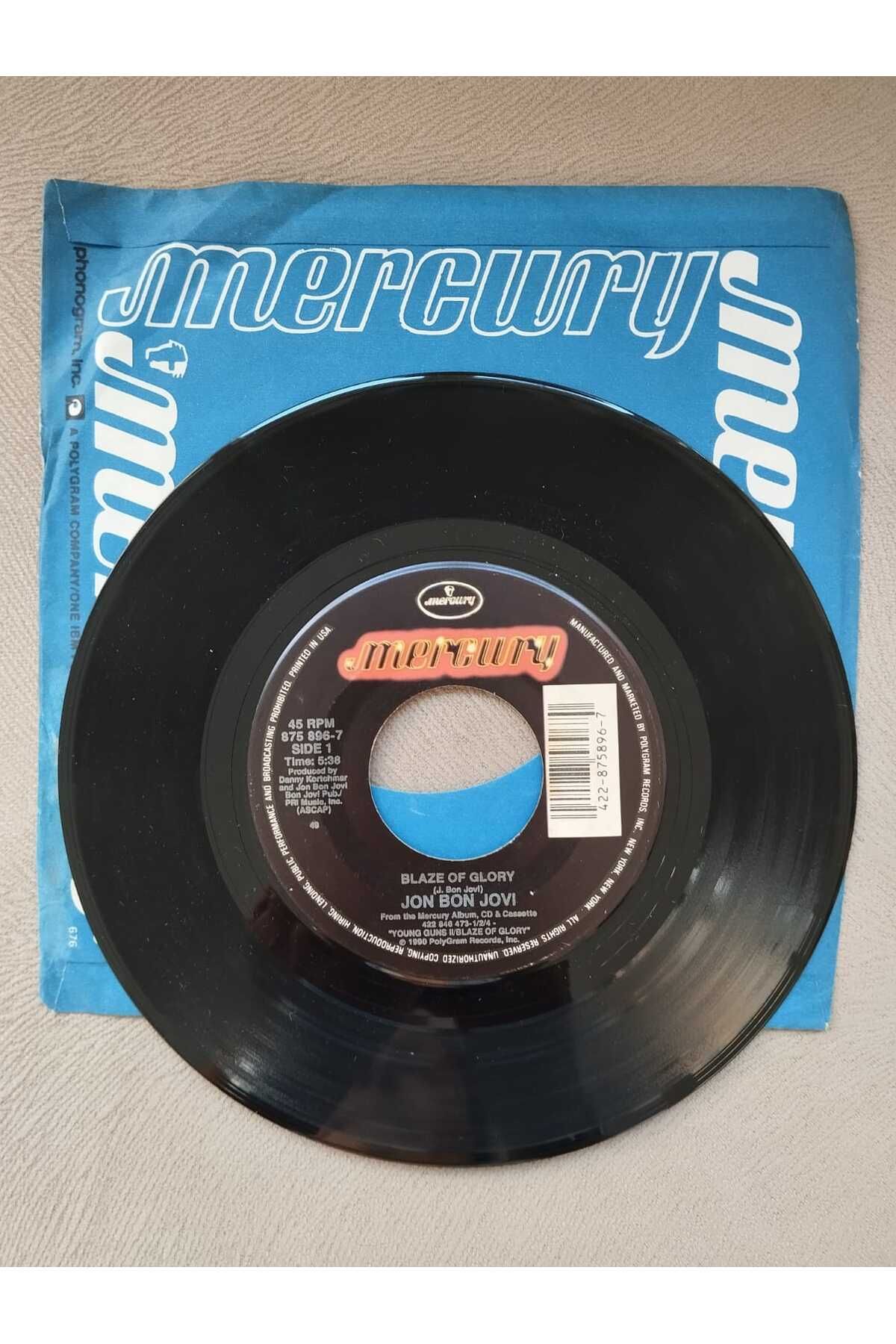 Plakperest Jon Bon Jovi ‎– Blaze Of Glory (Soundtrack) - 1990 Amerika Basım 45 lik Plak-2.el