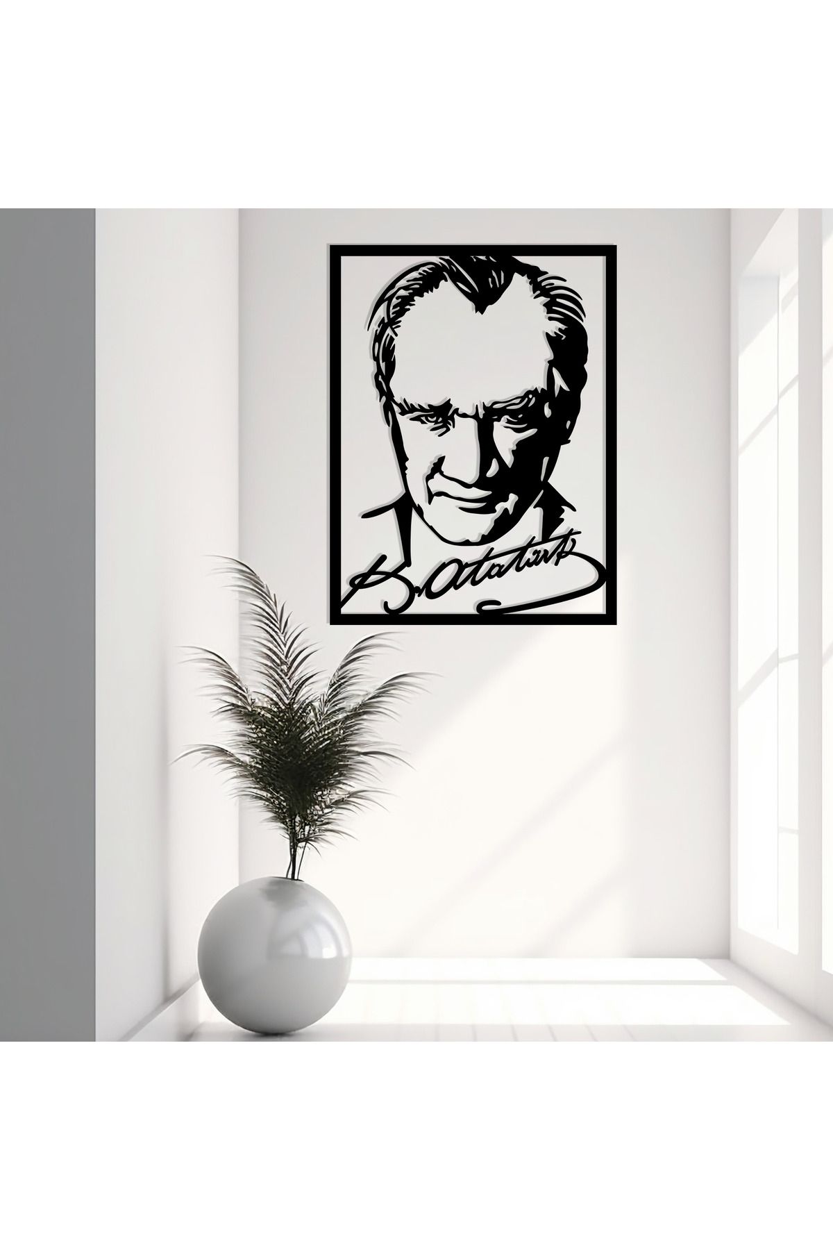 DECOVIENO Atatürk Portresi Metal Duvar Dekoru, Atatürk İmzalı Metal Tablo, Ev & Ofis Duvar Dekoru