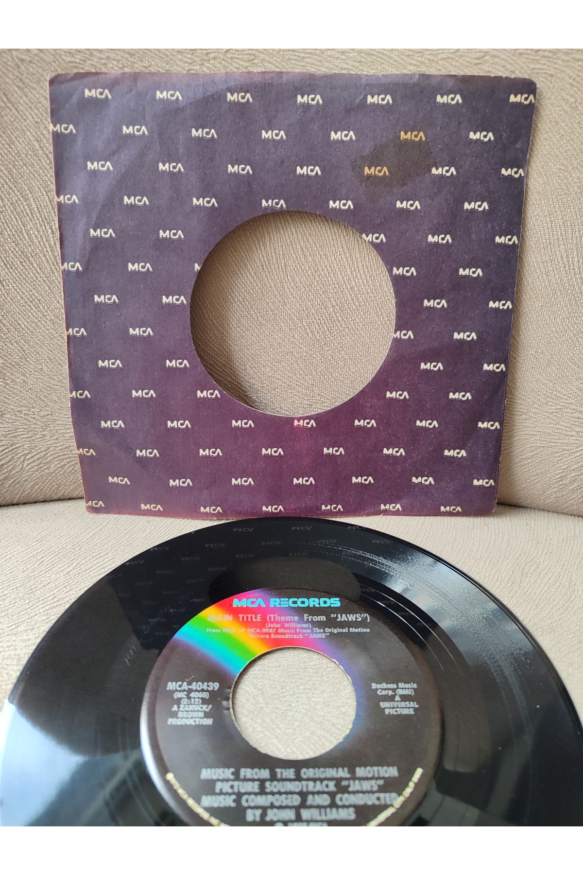 Plakperest JAWS Film Müziği - Jaws Theme - John Williams - 1975 USA Basım 45lik Plak 2.el