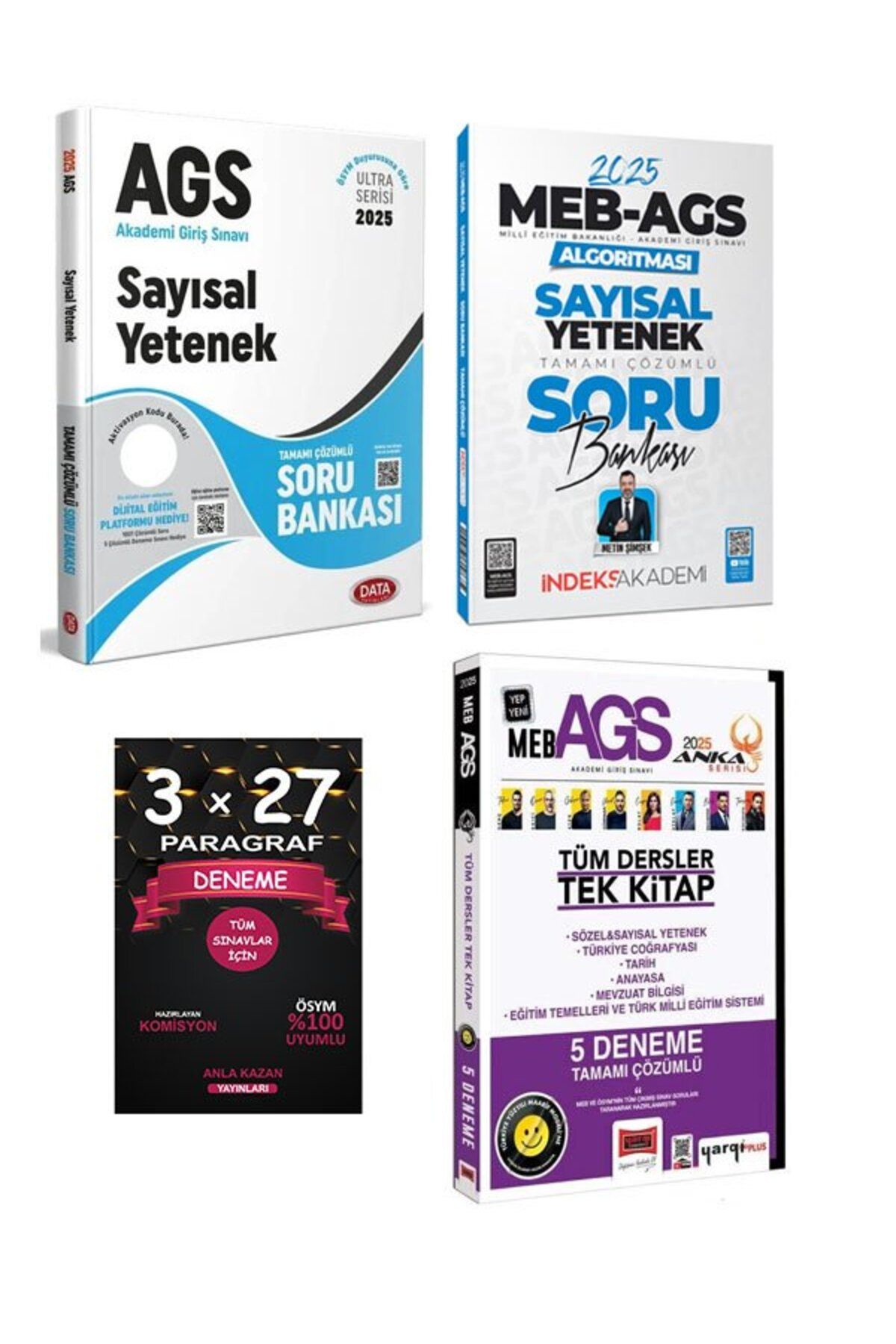 Anla Kazan Yayınları Data+İndeks Akademi 2025 MEB-AGS Sayısal Yetenek Soru Bankası+Yargı 2025 MEB-AGS Tüm Dersler Tek Ki