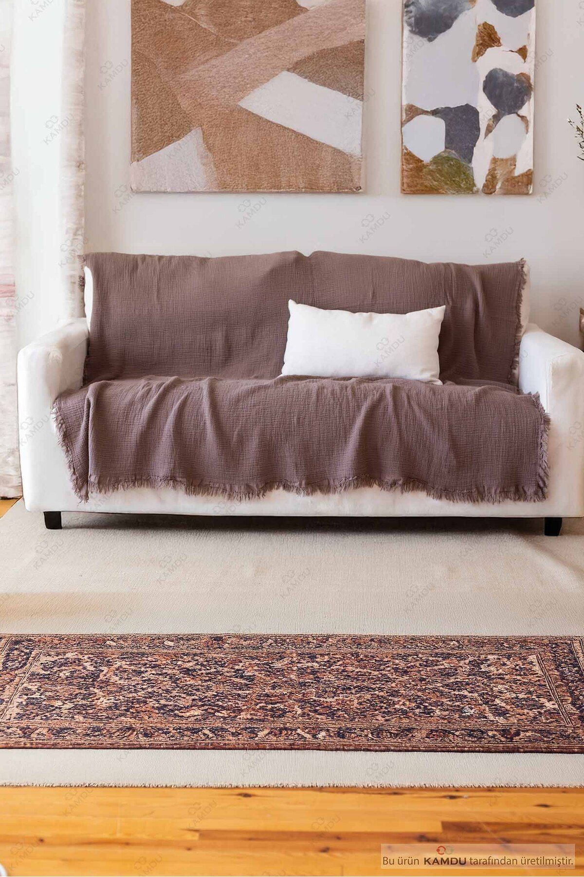 CASMAYA 160x200cm Lüks Koltuk Örtüsü, %100 Müslin Pamuk Koltuk Örtüsü, Çok Amaçlı Örtü,