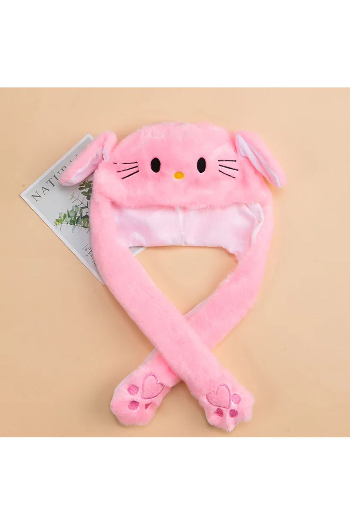 MJ TOYS Sanrio Kuromi Hello Kitty Şapka Kulakları Hareket Eden Şapka Işıklı Modlu Peluş Bere Şapka