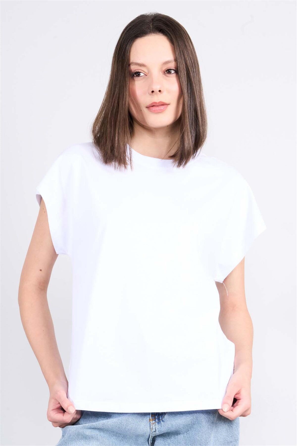 FİTHİT Çetinkaya Fithit 8210 Bisiklet Yaka 16/1 Penye Süprem T-shirt Beyaz