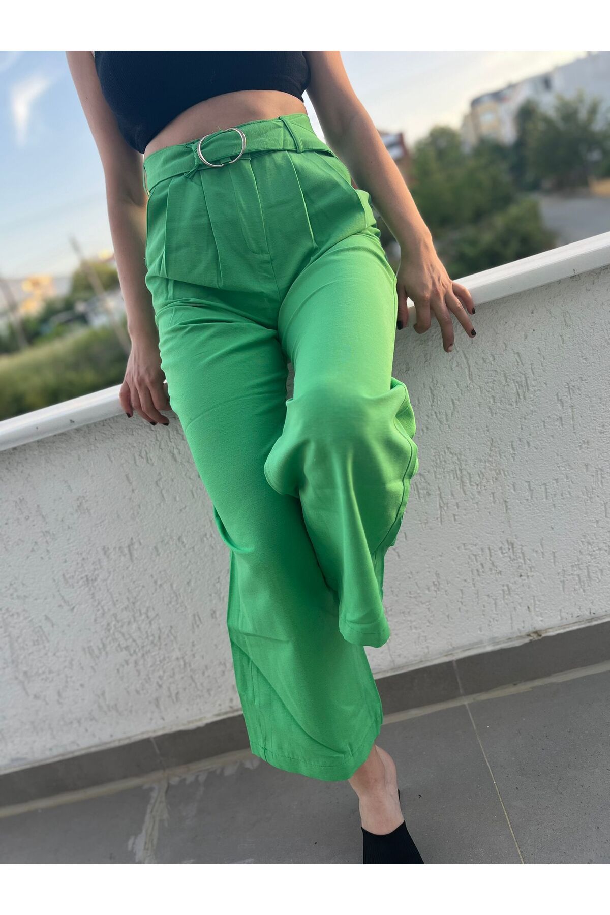 Butik Kemerli Palazzo Pantalon