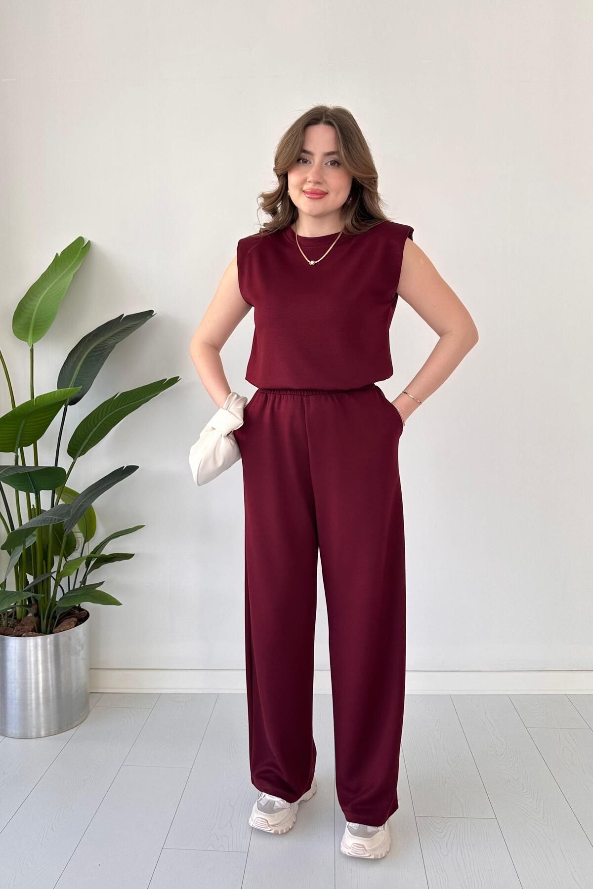 MaziButik Vatkalı Modal Takım Bordo