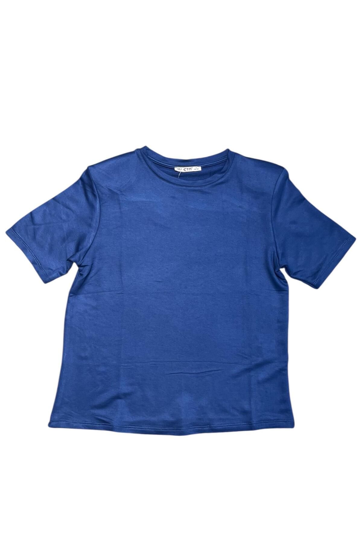 Ctn Kadın Şık Bisiklet Yaka Modal T-Shirt