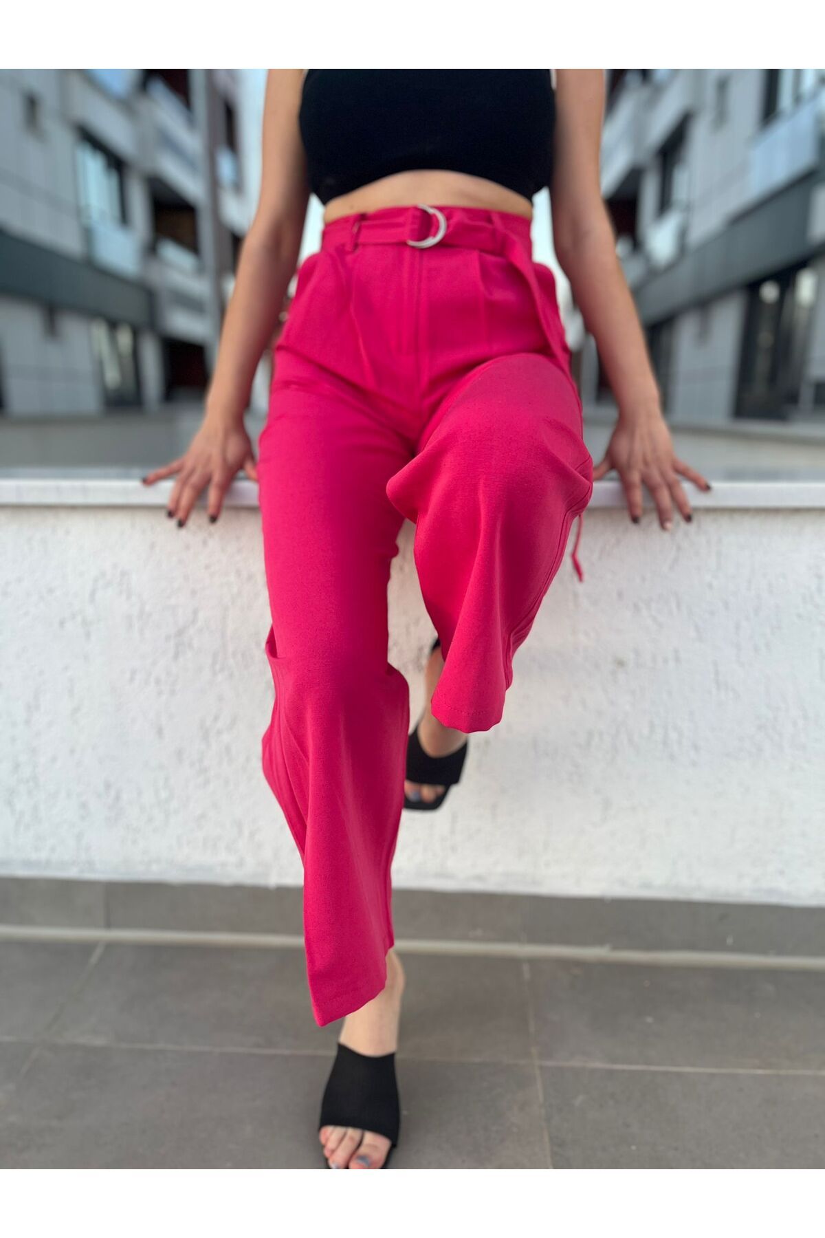 Butik Kemerli Palazzo Pantalon