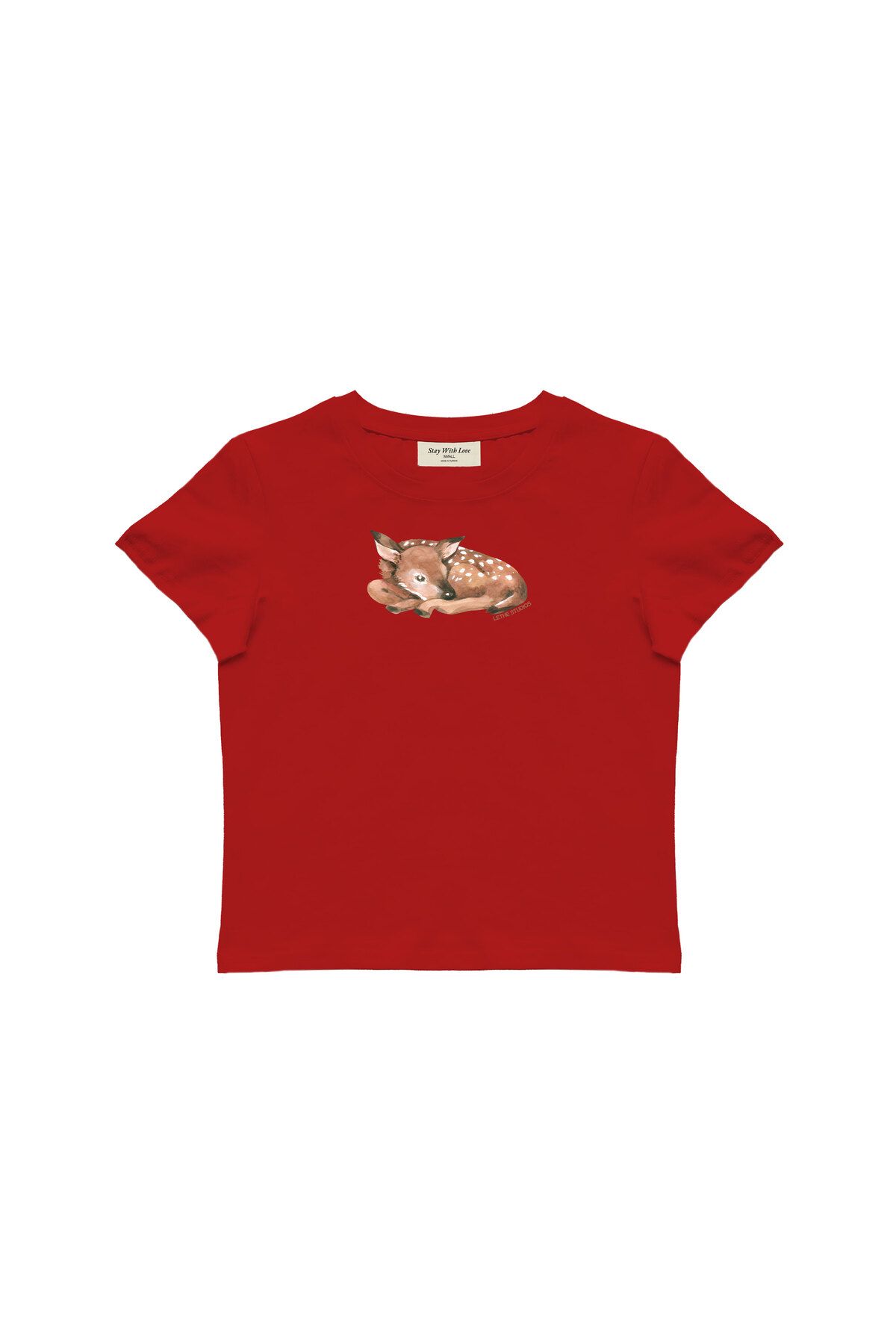 lethestudios Deer Baskılı Baby Tee Crop Top