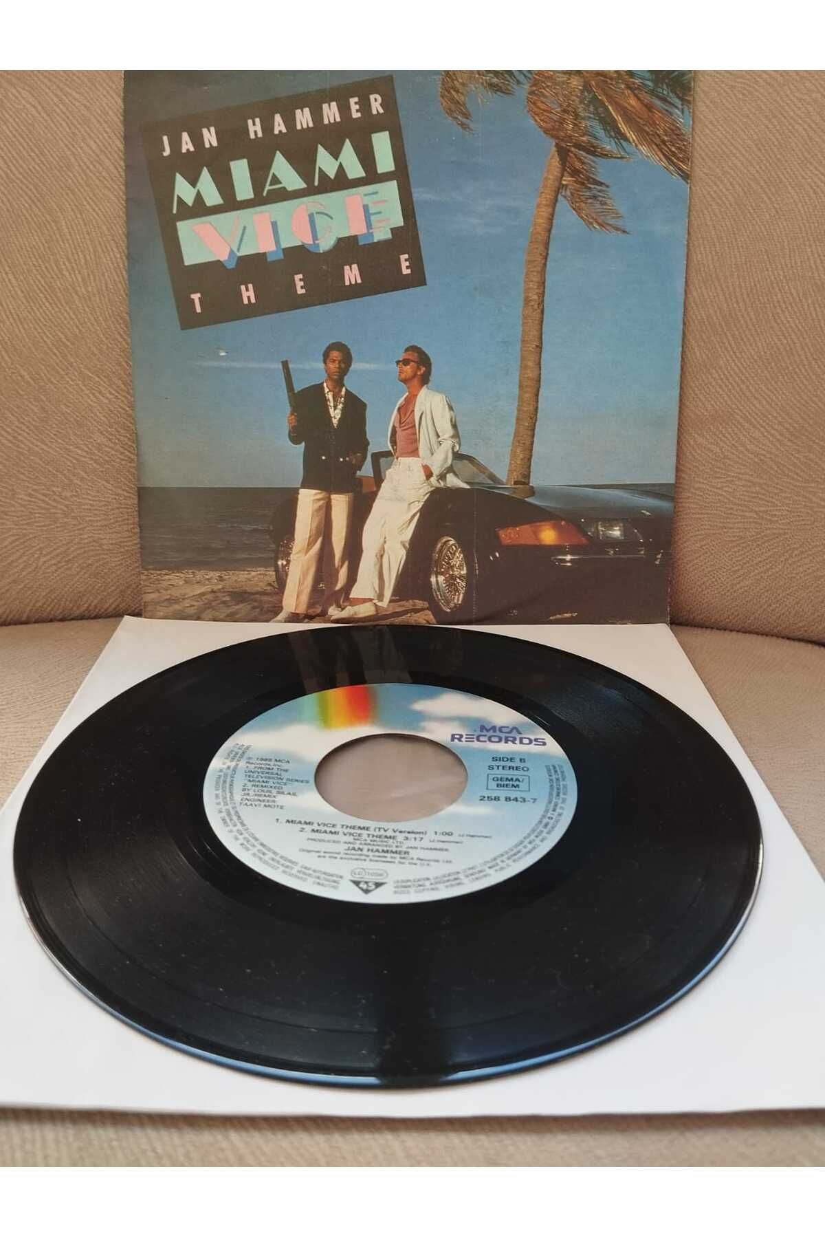 Plakperest Jan Hammer – Miami Vice Theme (Soundtrack) - 1985 Almanya Basım 45 lik Plak-2.EL